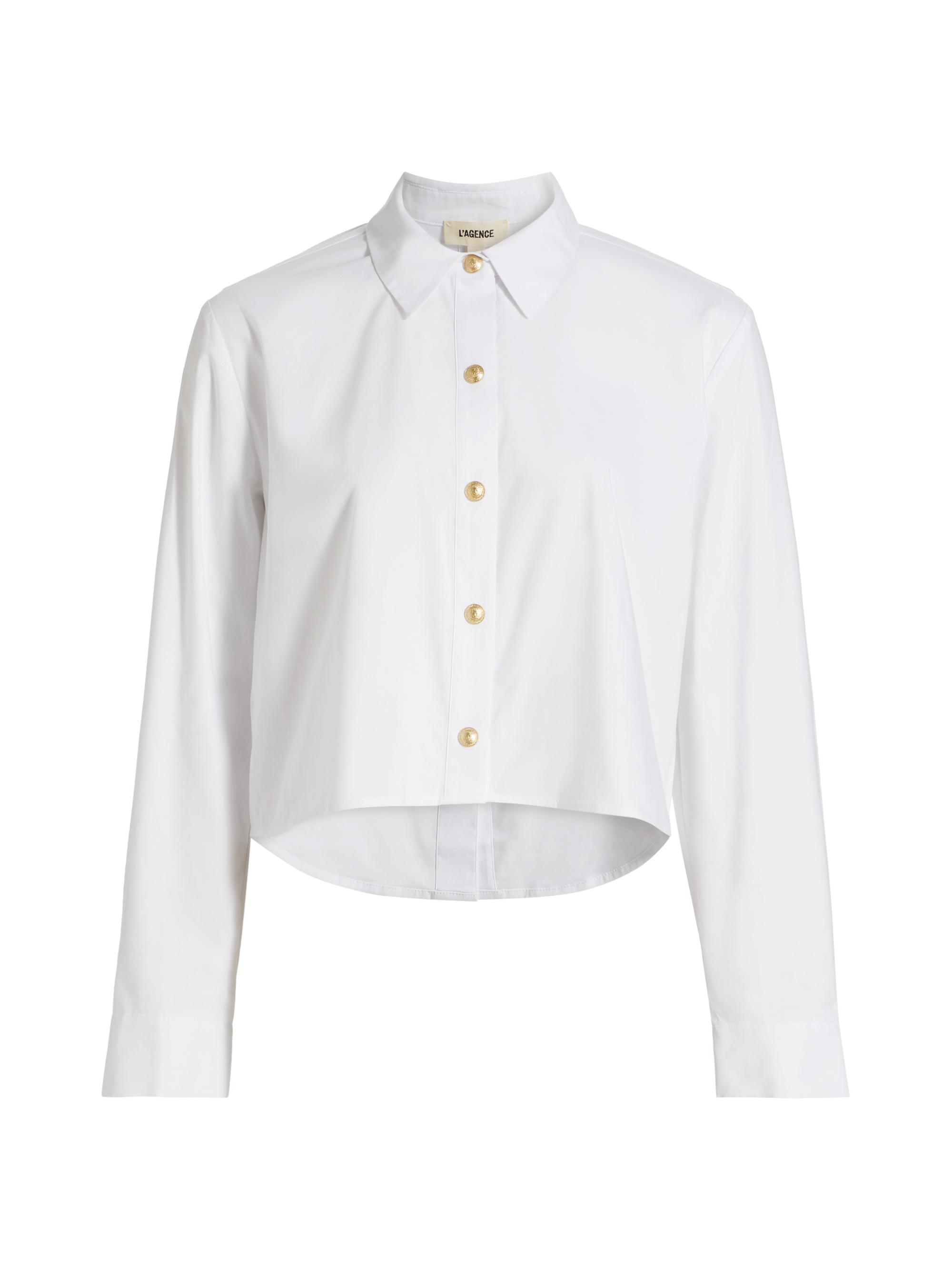 L'AGENCE Women's Cosette Crop High-Low Shirt - White Gold