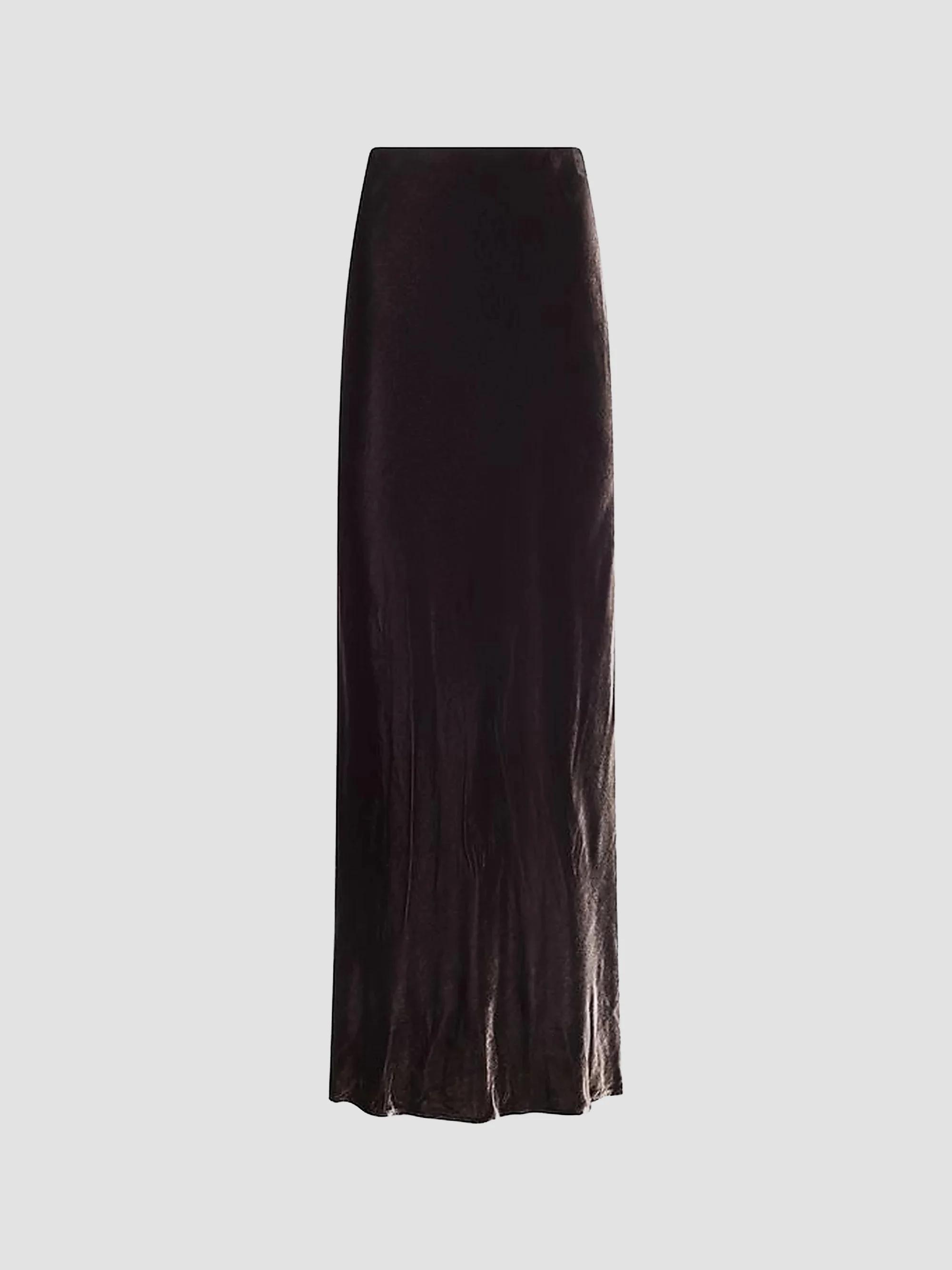L'AGENCE Women's Zeta Velvet Maxi Skirt - Dark Java - Size XL