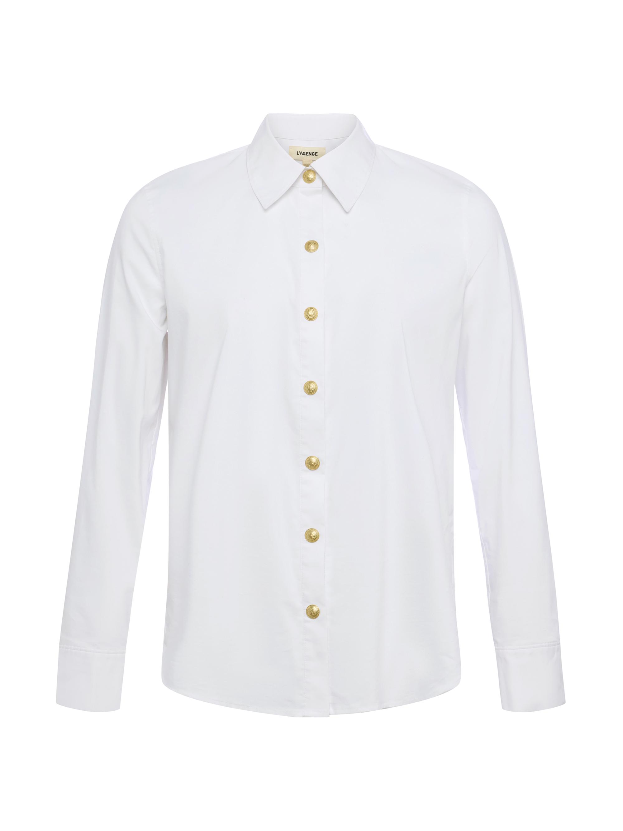 L'AGENCE Women's Ellery Button-Front Blouse - White Gold