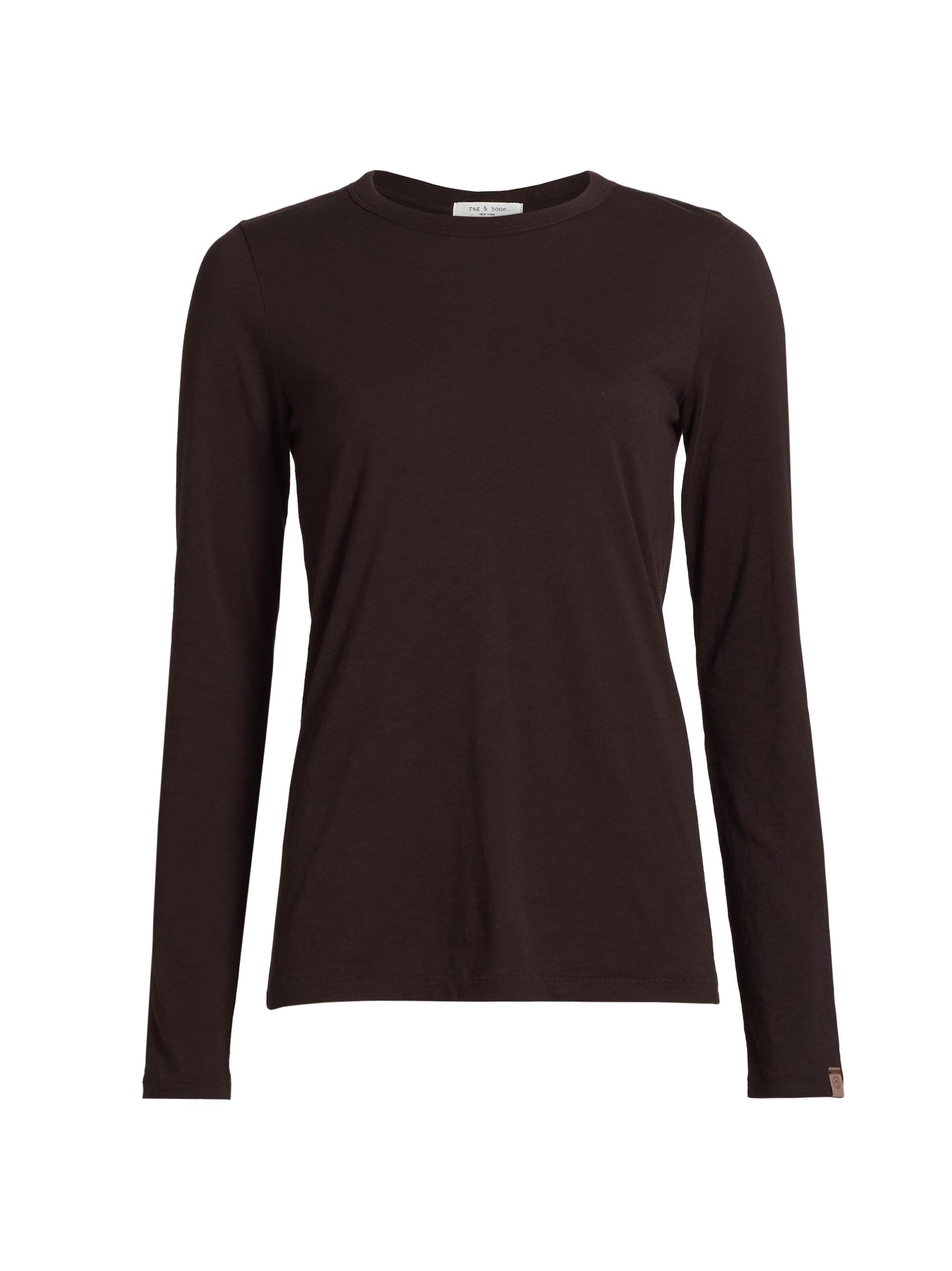 rag & bone Women's The Slub Cotton Crewneck Long-Sleeve T-Shirt - Burgundy