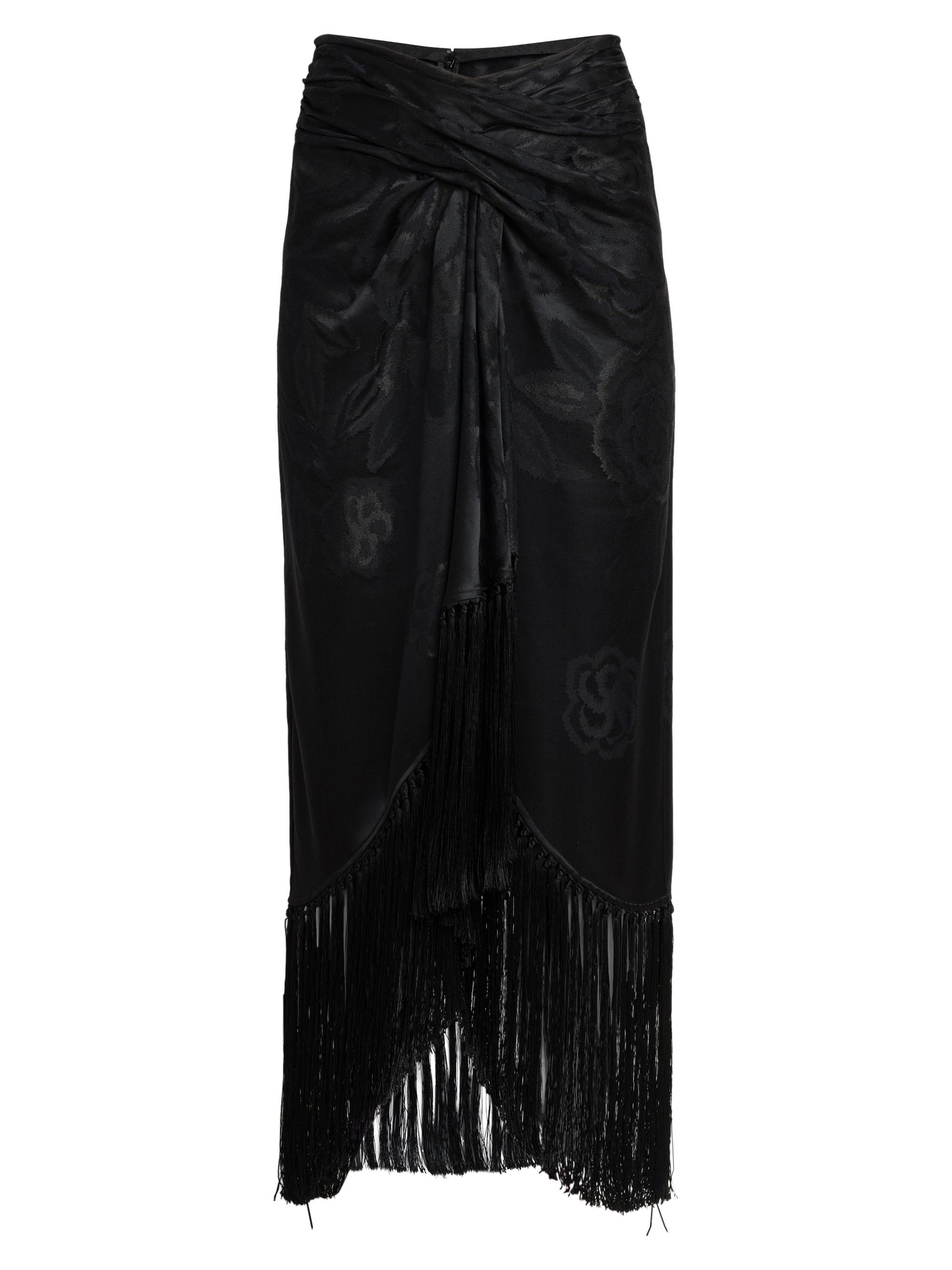 Etro Women's Floral Jacquard Twist Fringe Skirt - Black