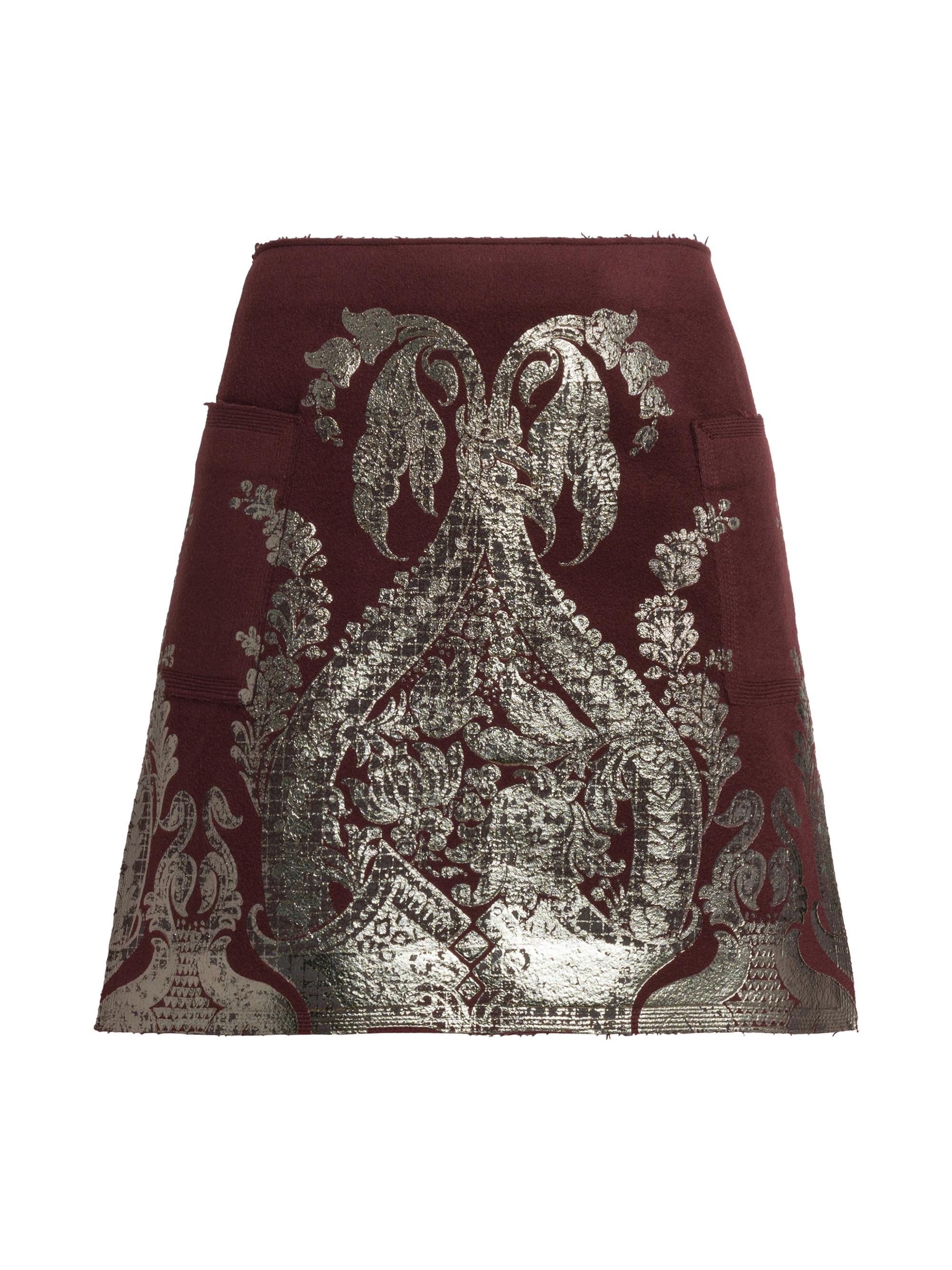 Etro Women's Brocade Wool-Cashmere Miniskirt - Dark Purple Brown