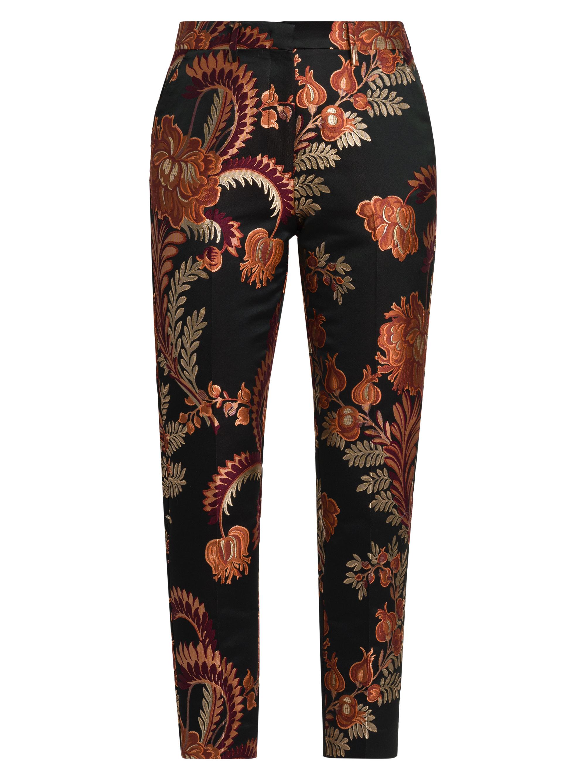 Etro Women's Floral Brocade Trousers - Multicolor Black Base