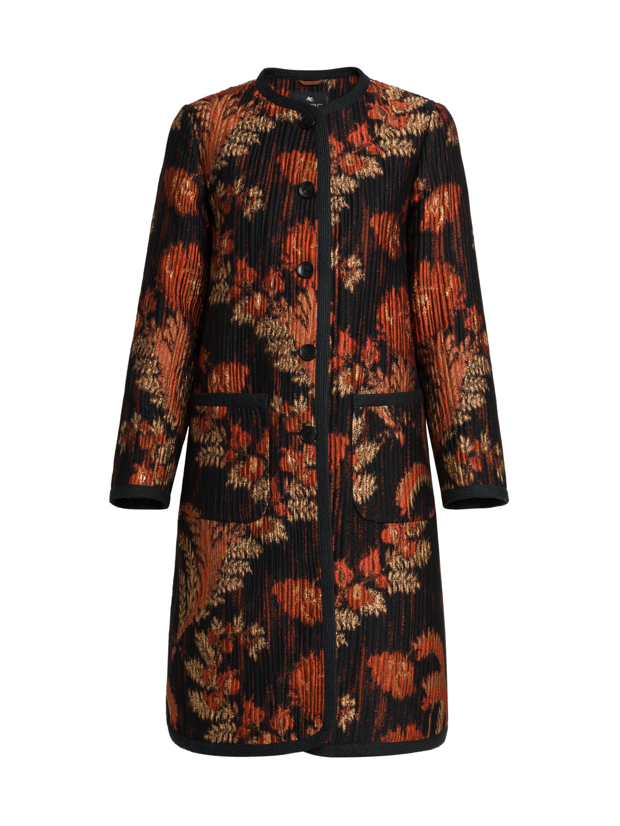 Etro Women's Floral Pleated Car Coat - Multicolor Black Base