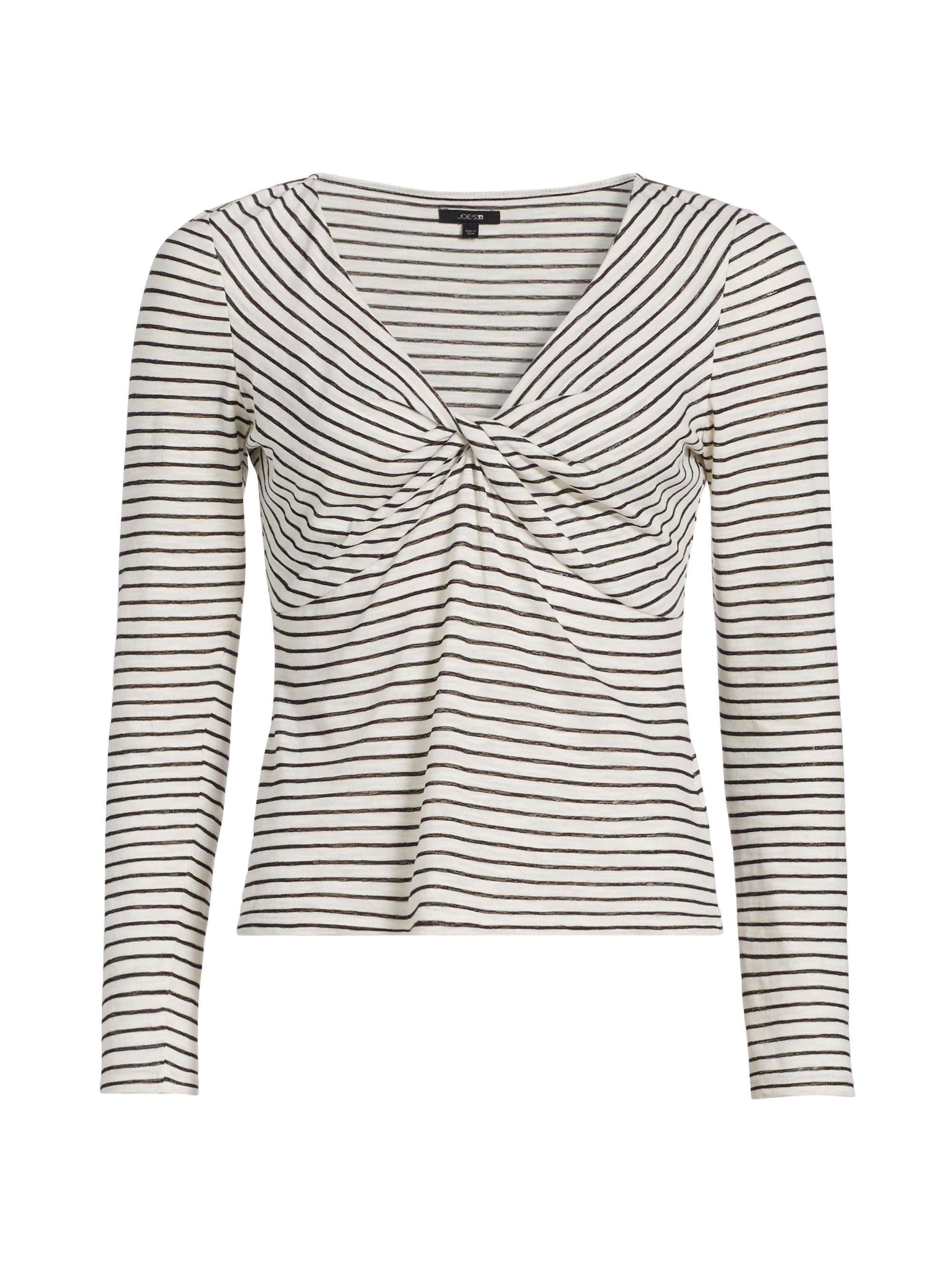 Joe's Jeans Women's The Ava Stripe Twist Long-Sleeve Top - Black White Stripe