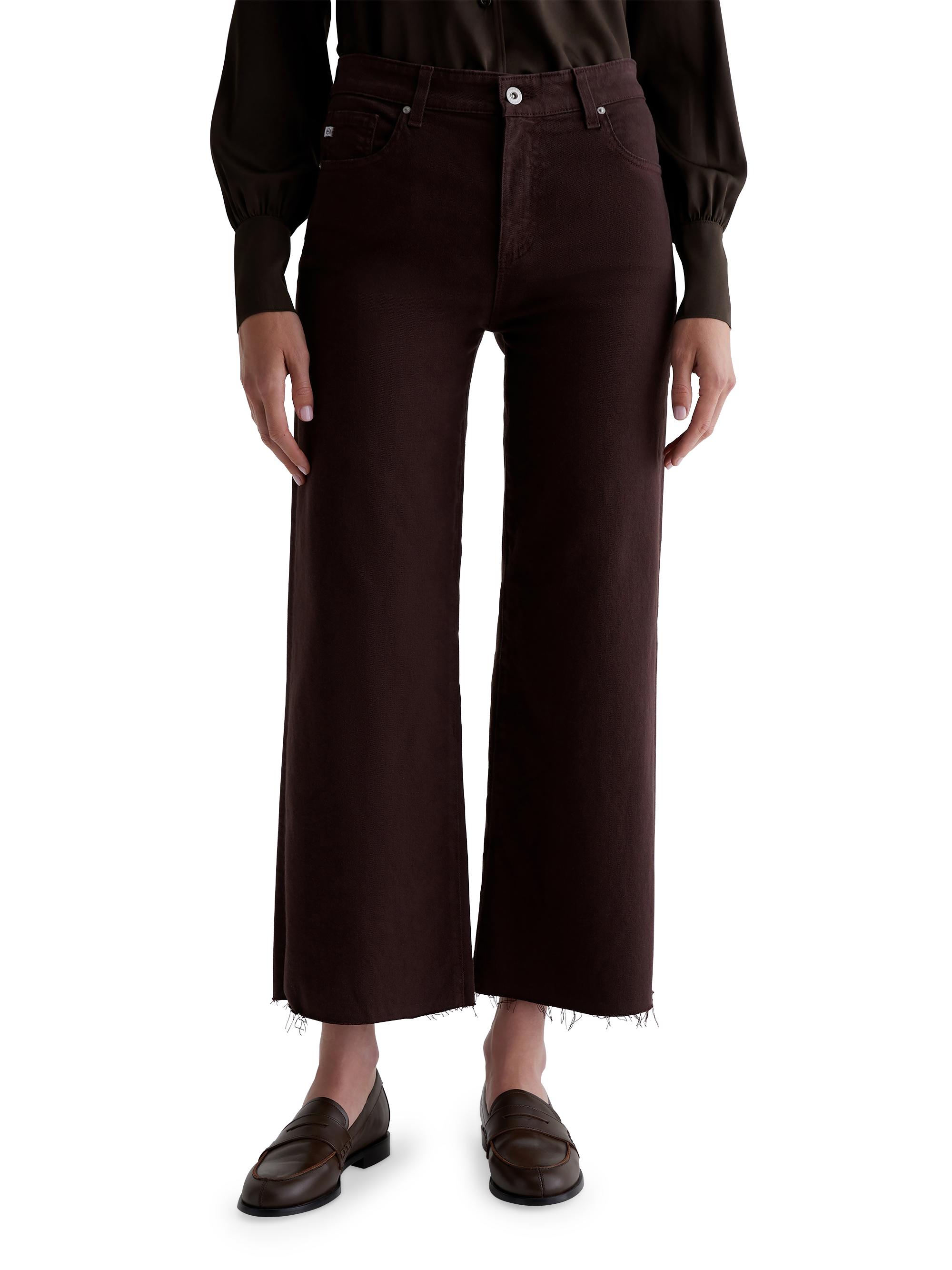 AG Jeans Women's Saige Mid-Rise Stretch Cropped Wide-Leg Jeans - Amaretto Noir