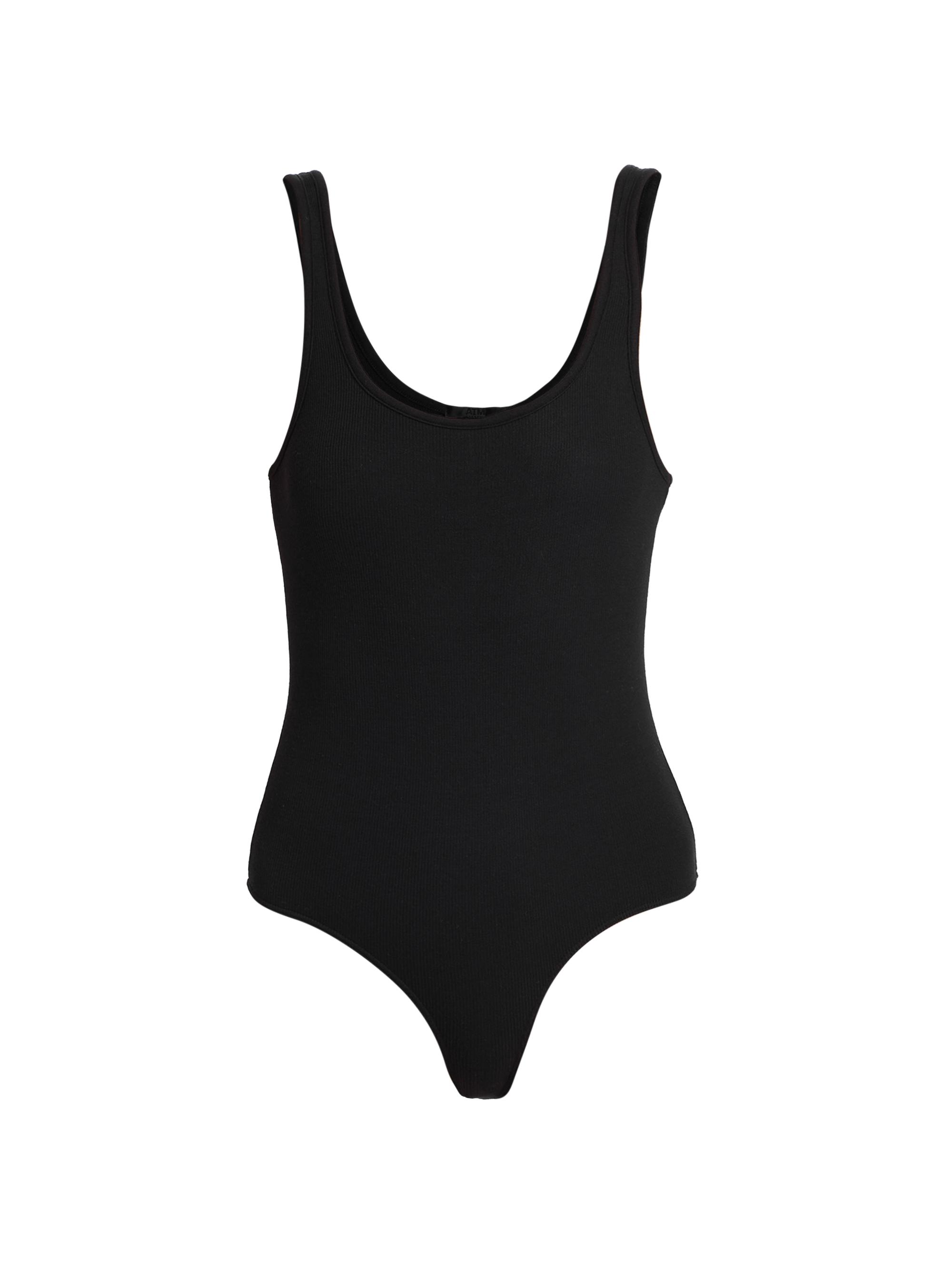 ATM Anthony Thomas Melillo Women's Rib-Knit Scoop-Neck Bodysuit - Black
