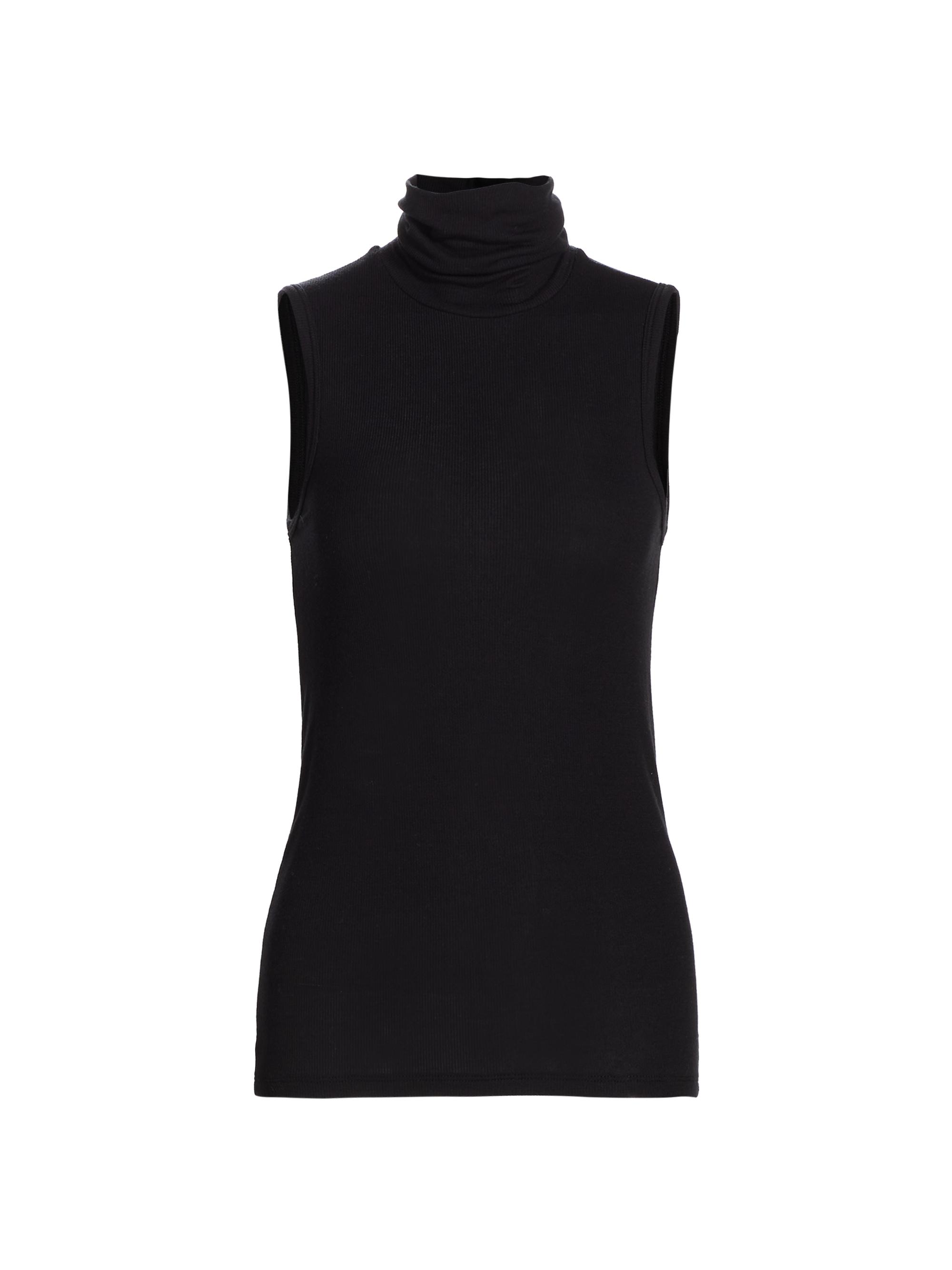 ATM Anthony Thomas Melillo Women's Rib-Knit Sleeveless Turtleneck Tank - Black
