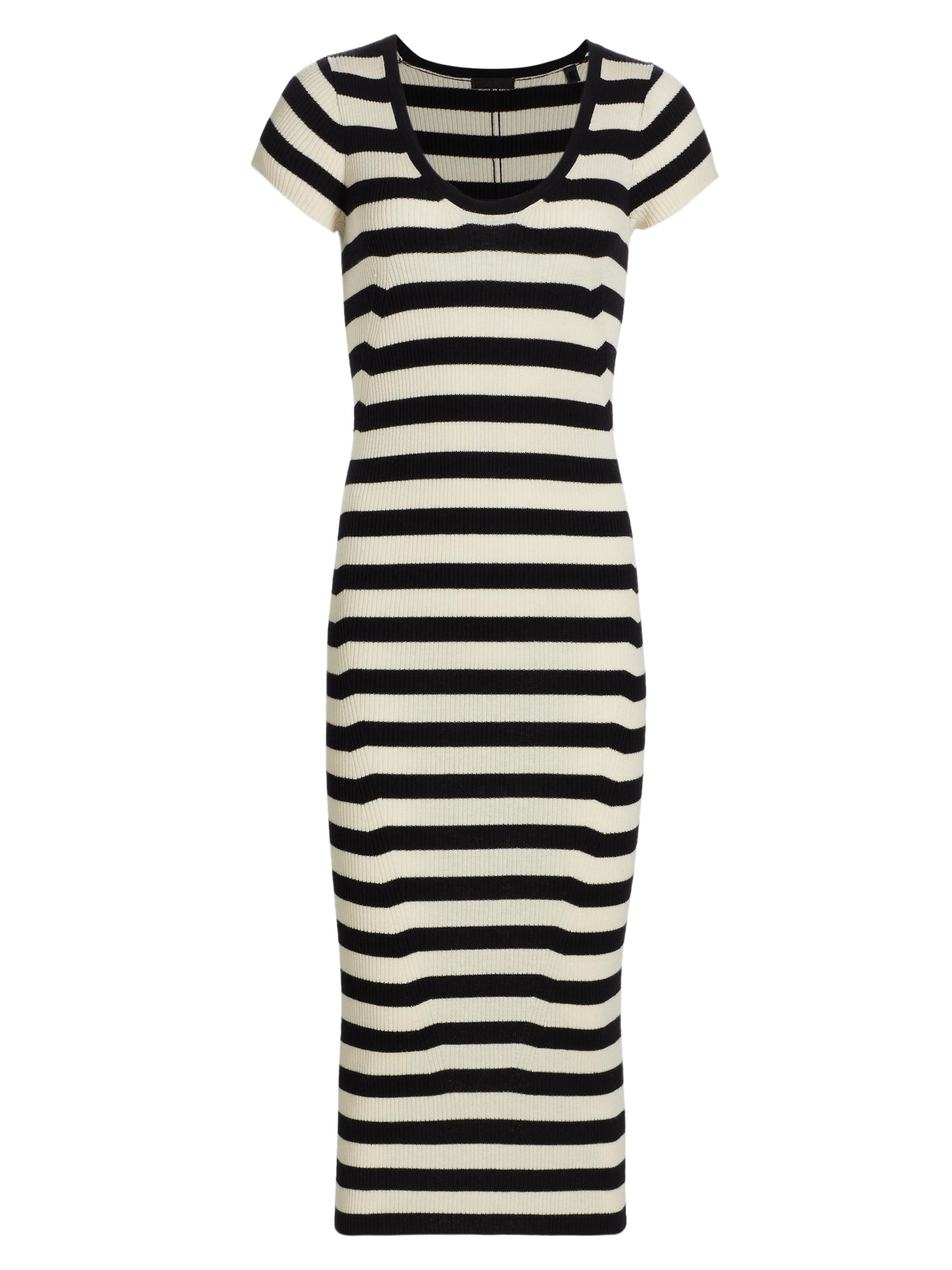 ATM Anthony Thomas Melillo Women's Striped Wool Knit Short-Sleeve Sweaterdress - Black Chalk