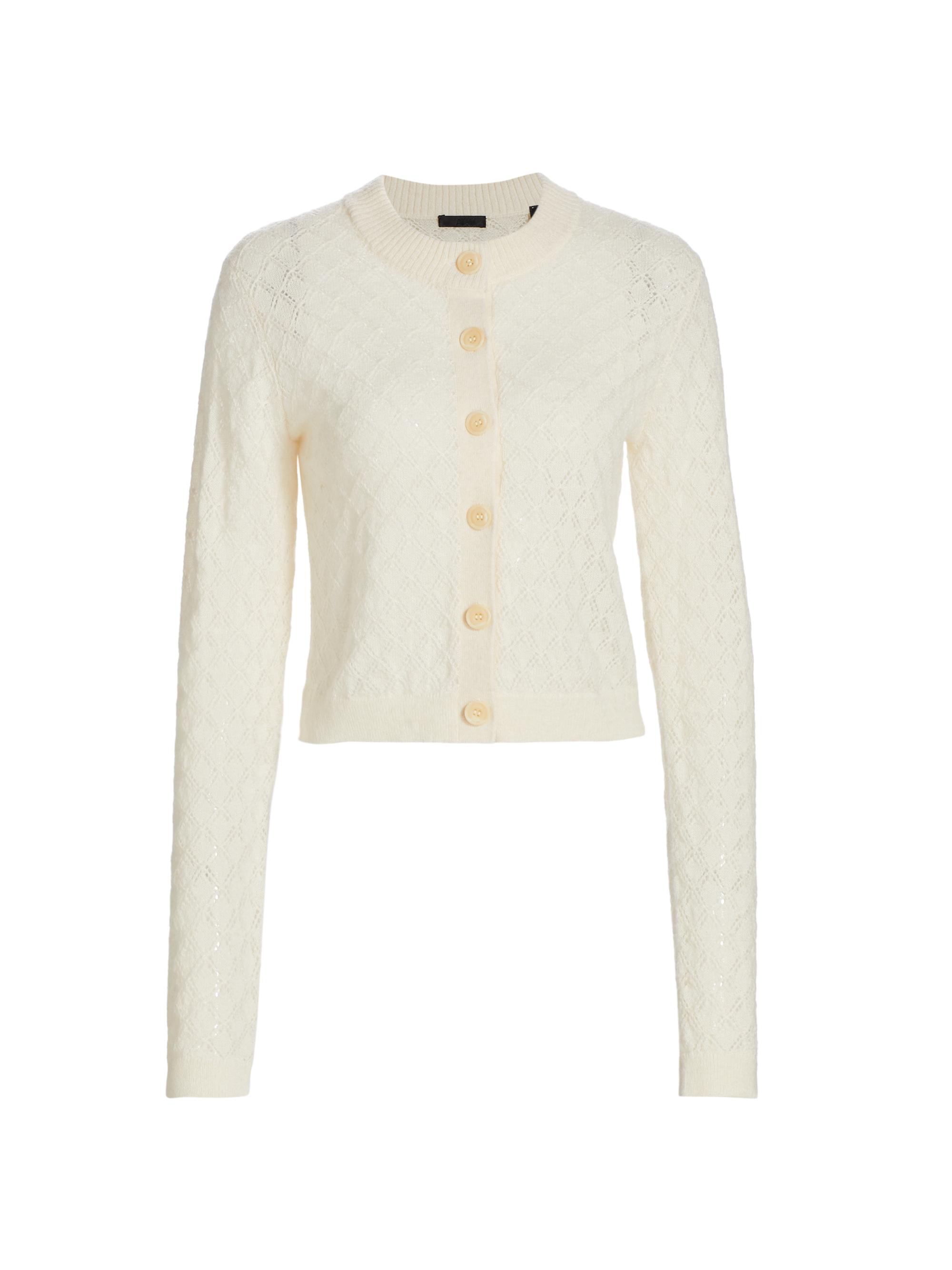 ATM Anthony Thomas Melillo Women's Alpaca-Blend Textured Knit Cardigan - Chalk