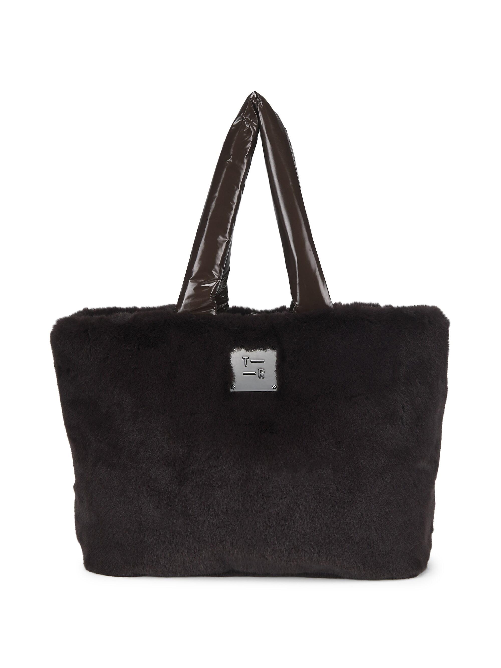 Think Royln Women's Duplex Reversible Faux Fur Tote Bag - Pearl Black