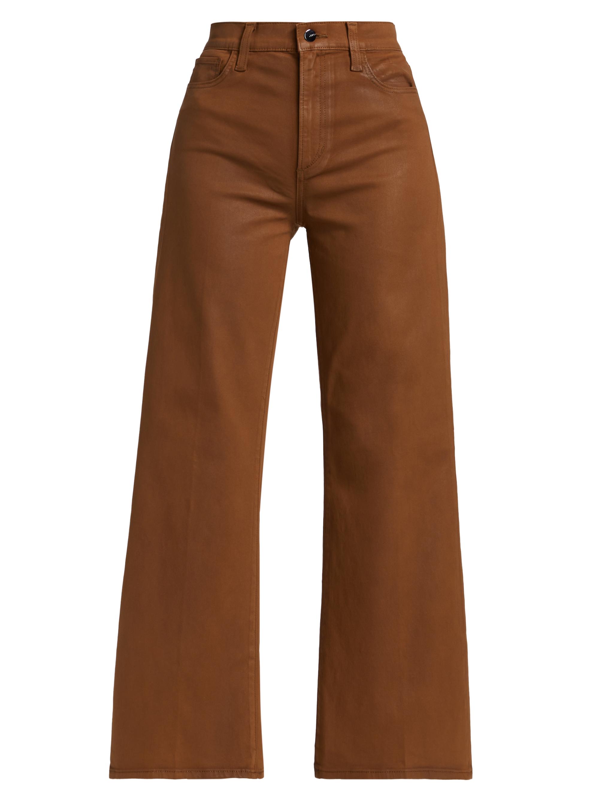 Joe's Jeans Women's Petite The Mia Petite High-Rise Wide-Leg Coated Jeans - Leather Brown