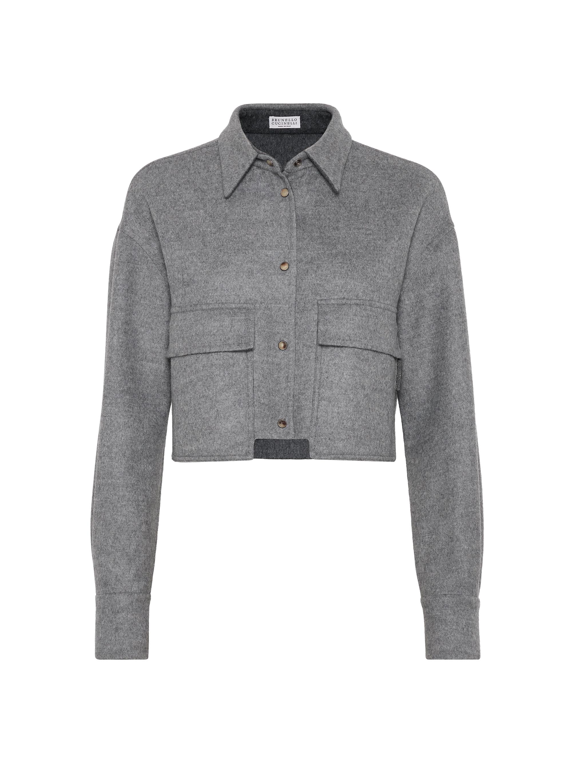 Brunello Cucinelli Women's Virgin Wool Double Cloth Outerwear Jacket - Medium Grey