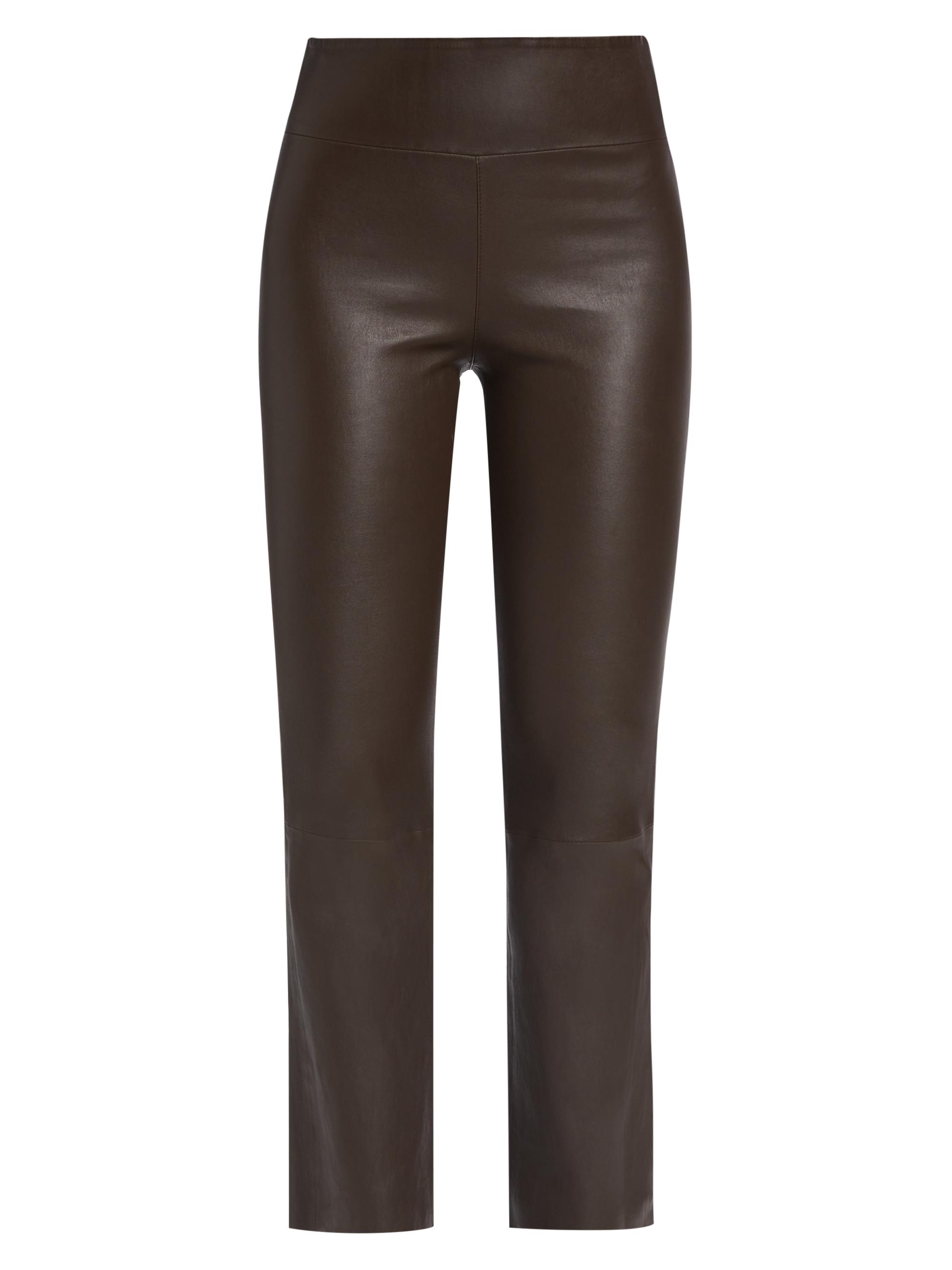 SPRWMN Women's Leather Cropped Flare Pants - Americano