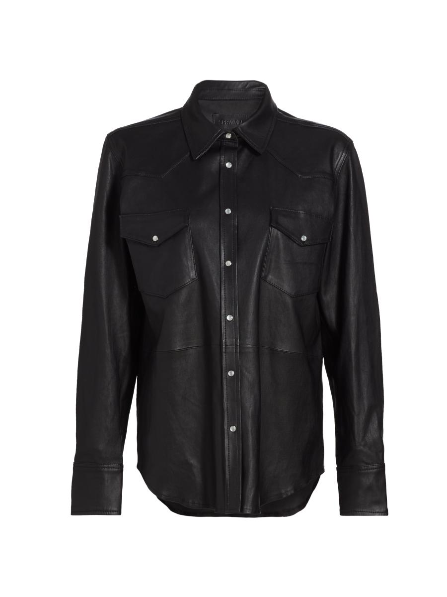 Sprwmn Women's Leather Western Shirt In Americano