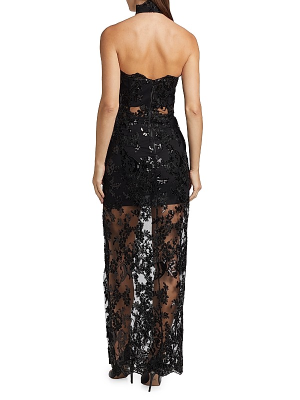 Shop Alice + Olivia Georgie Embellished Lace Gown | Saks Shop Alice + Olivia Georgie Embellished Lace Gown | Saks