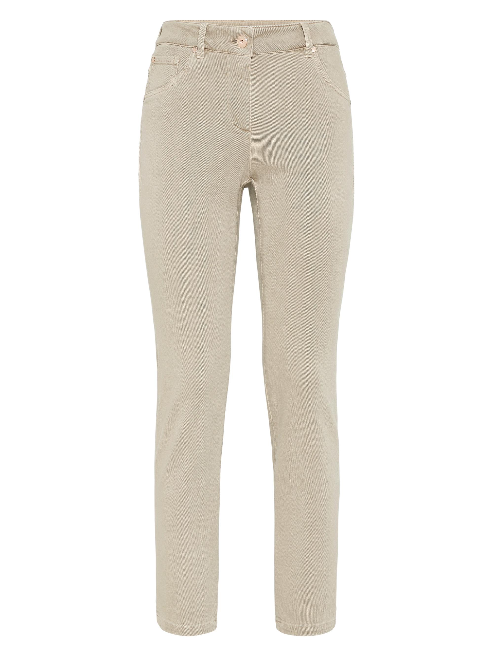 Brunello Cucinelli Women's Stretch Dyed Denim Slim Trousers - Cool Beige