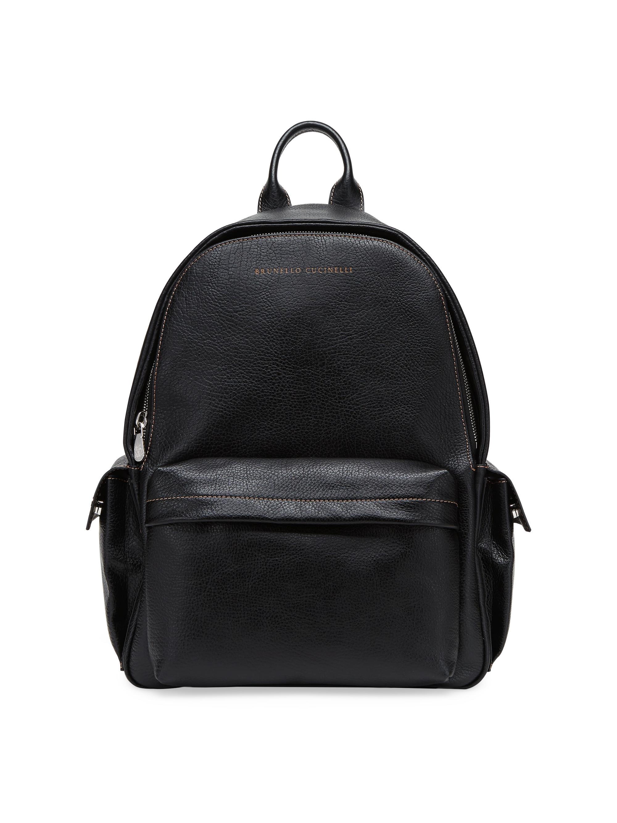 Brunello Cucinelli Men's Grained Calfskin Backpack - Black