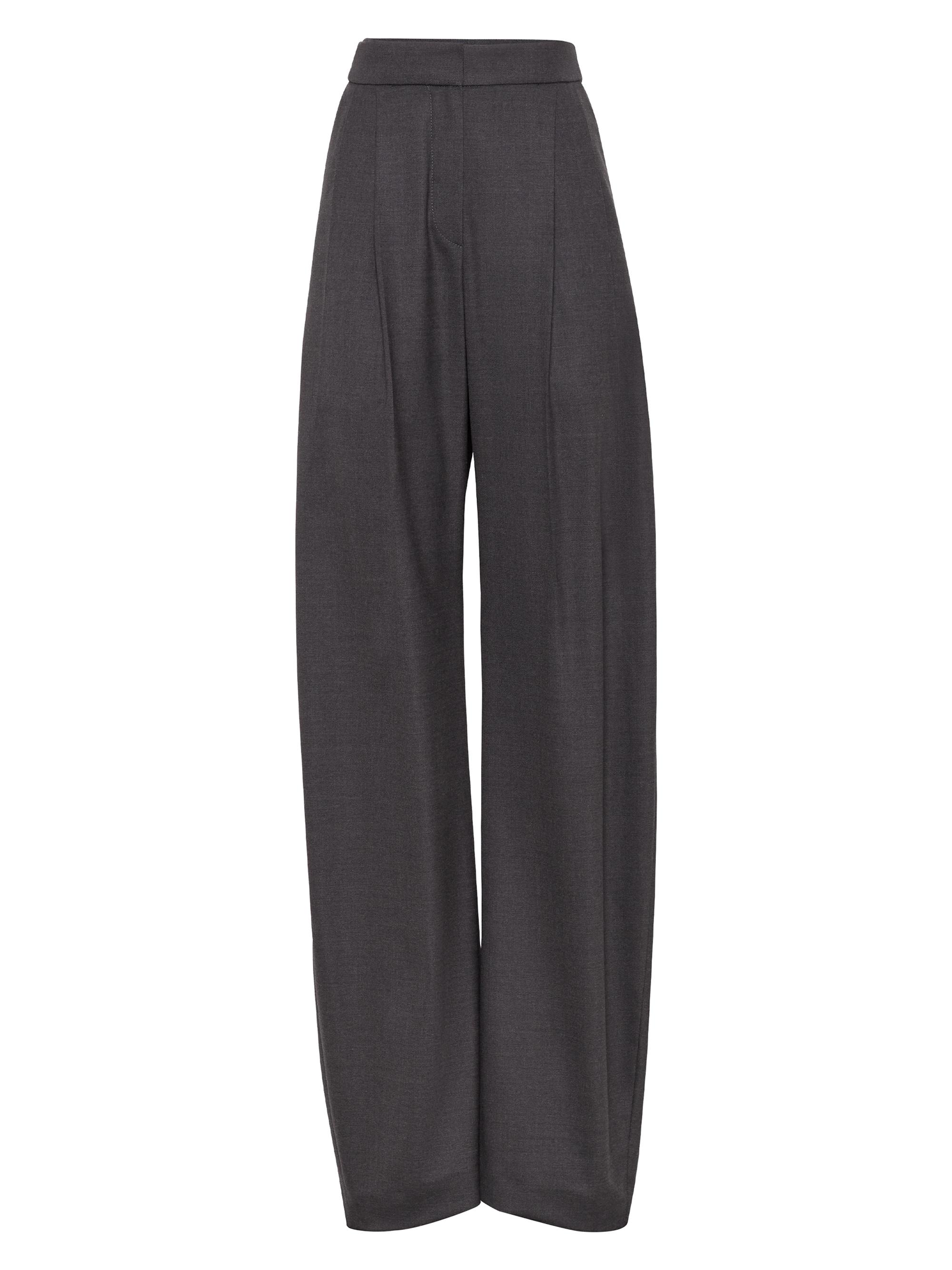 Brunello Cucinelli Women's Stretch Virgin Wool Twill Loose Tailored Trousers - Dark Grey