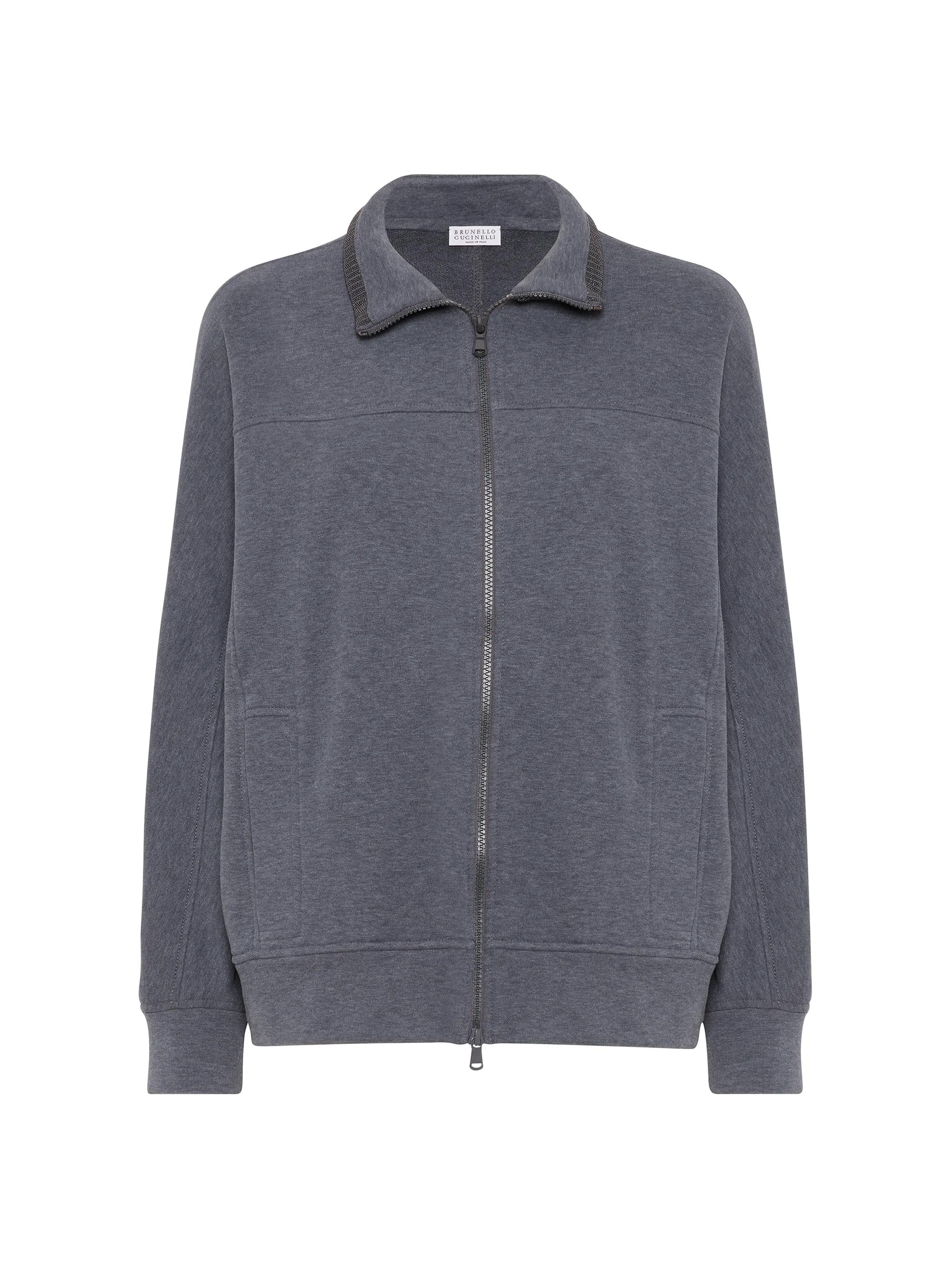 Brunello Cucinelli Women's Cotton Smooth French Terry Sweatshirt - Dark Grey