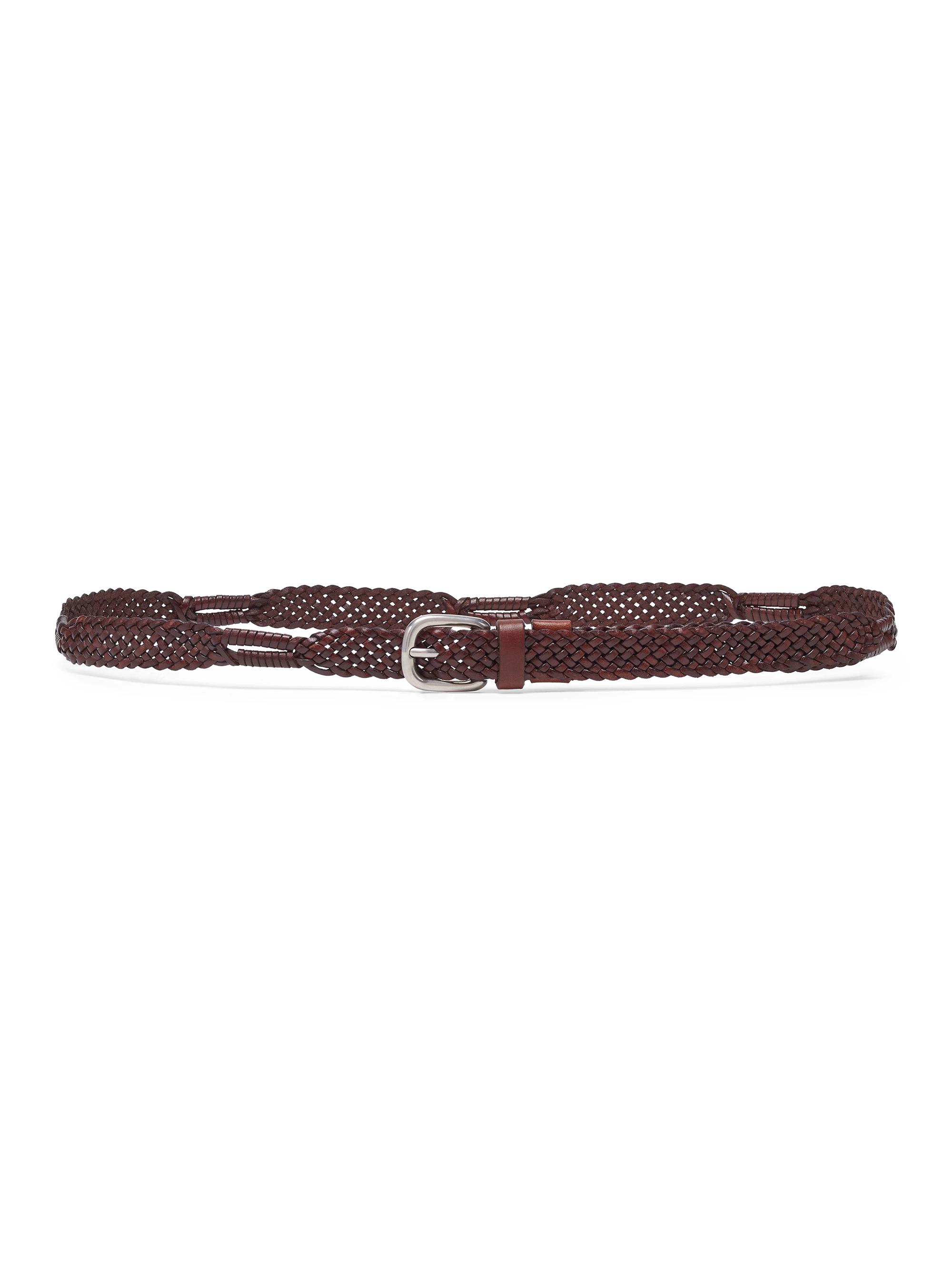 Brunello Cucinelli Men's Scratched Braided Calfskin Belt - Tobacco