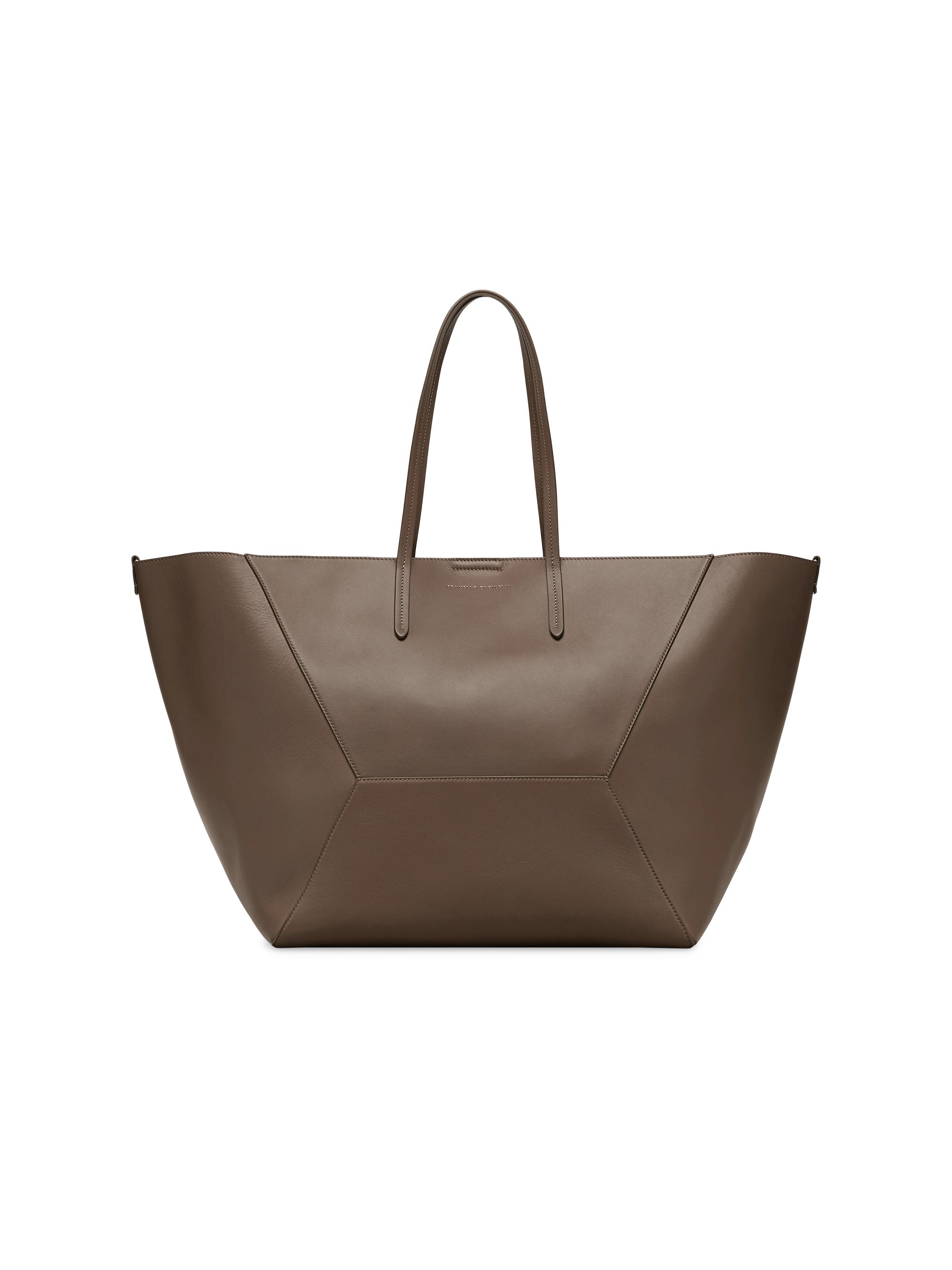 Brunello Cucinelli Women's Calfskin  Shopper Tote Bag - Brown Gianduia