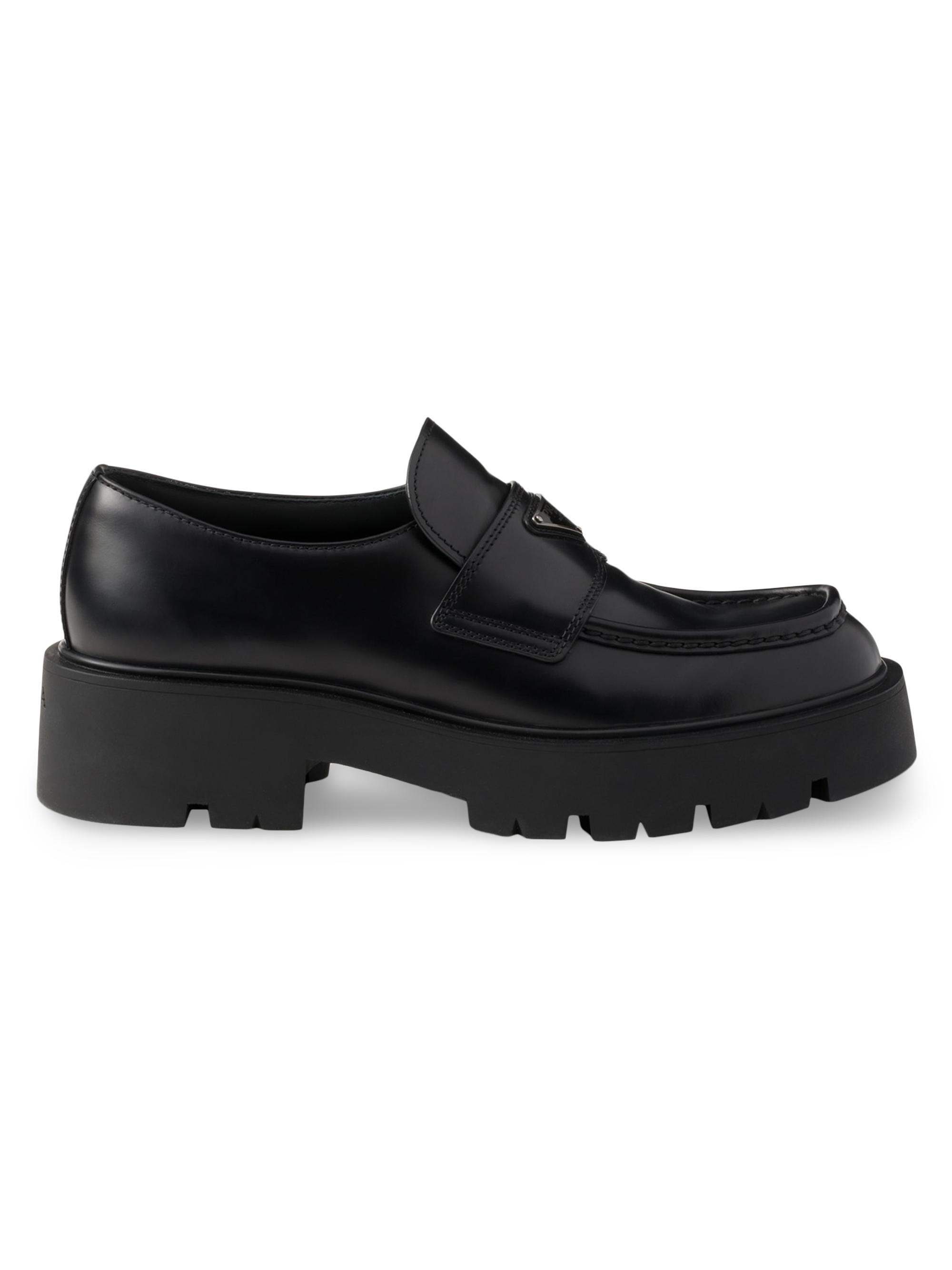 Prada Men's Brushed Leather Loafers - Black