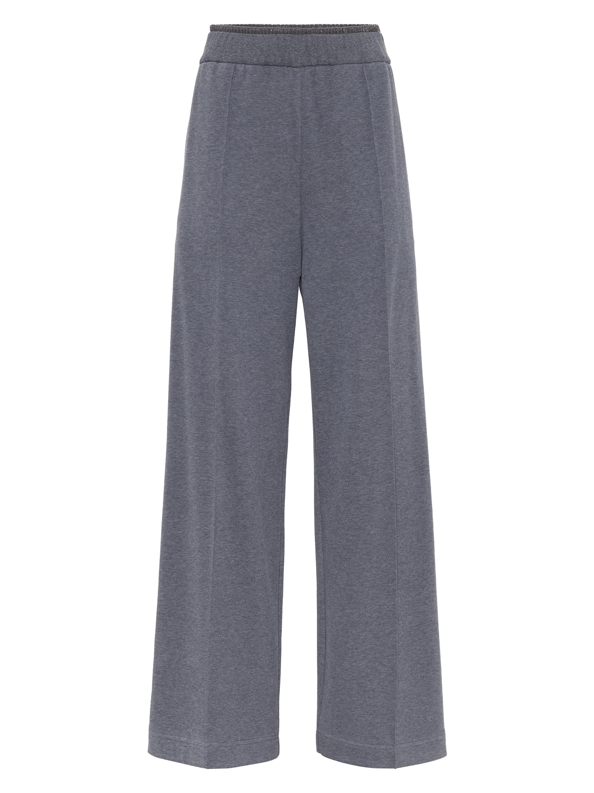 Brunello Cucinelli Women's Cotton Smooth French Terry Baggy Sweatpants - Dark Grey