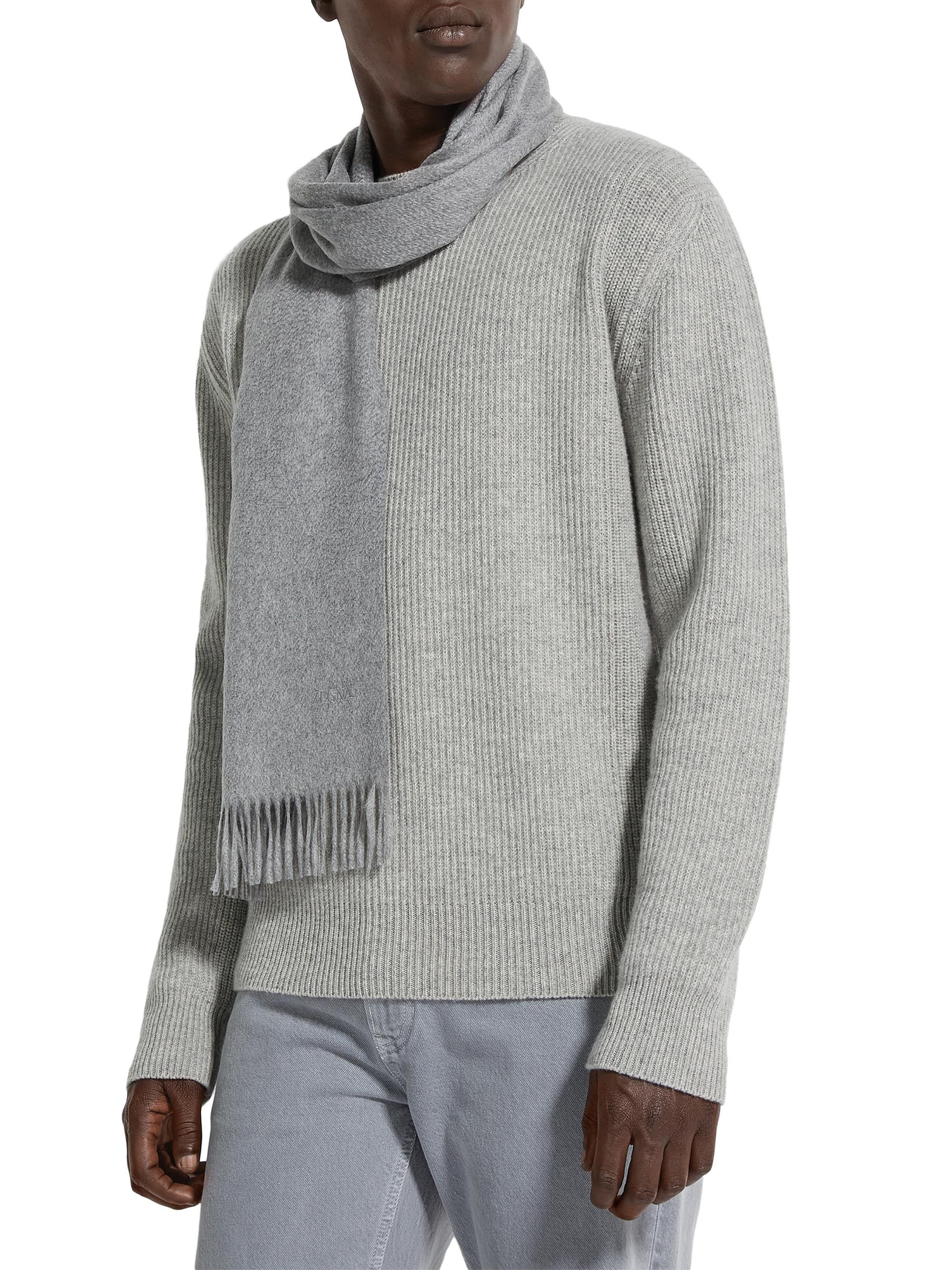 ZEGNA Men's Oasi Cashmere Scarf - Grey | Thumbnail 4