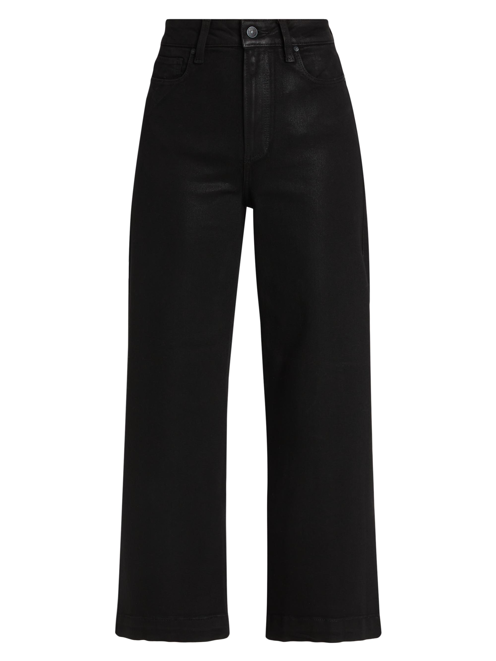 Paige Women's Sasha Wide-Leg Crop Jeans - Black Fog Luxe Coating