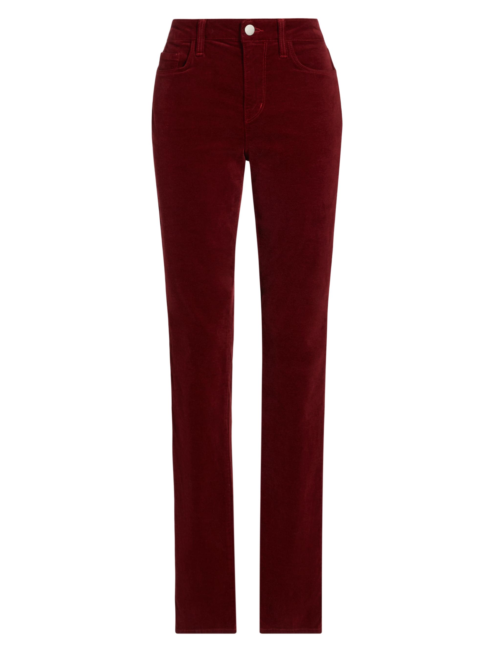 L'AGENCE Women's Stevie Velvet Mid-Rise Straight-Leg Jeans - Dark Syrah