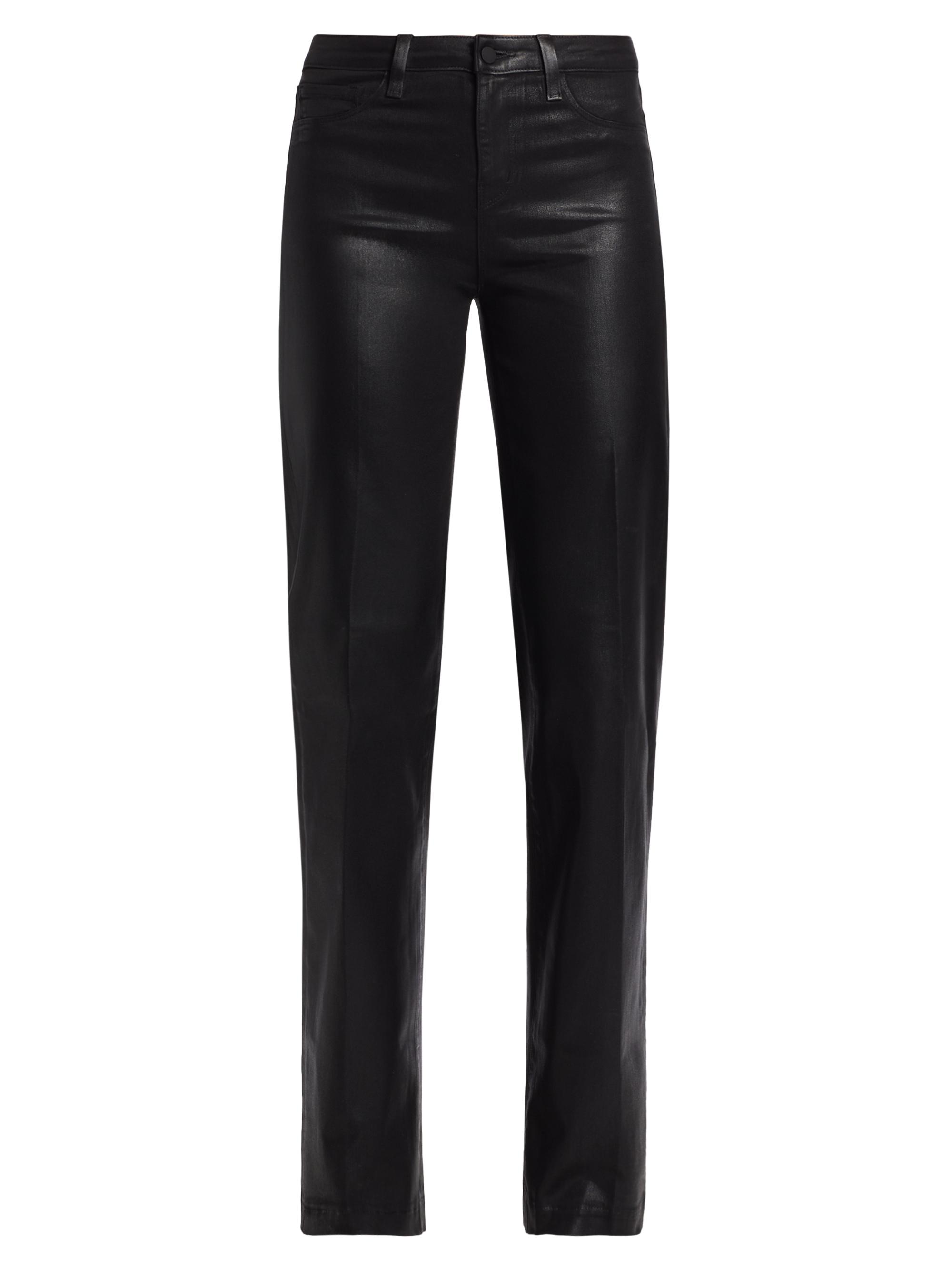 L'AGENCE Women's Clayton Coated High-Rise Straight-Leg Jeans - Noir Coated