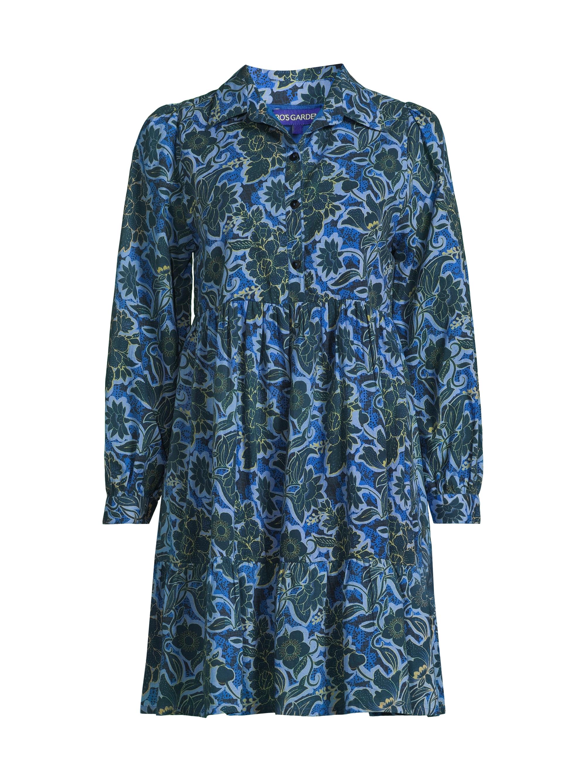 Ro's Garden Women's Romy Floral Cotton Tiered Minidress - Bluevayu