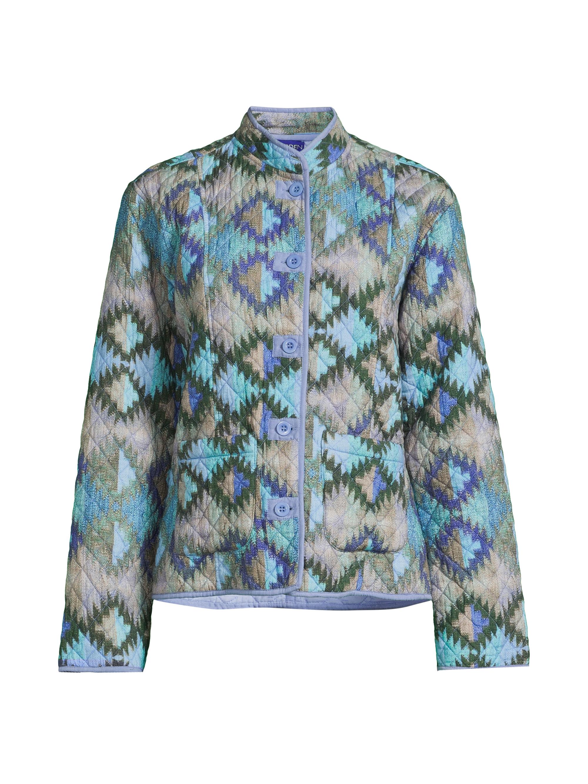 Ro's Garden Women's Andy Geometric Quilted Button-Up Jacket - Bluepampa