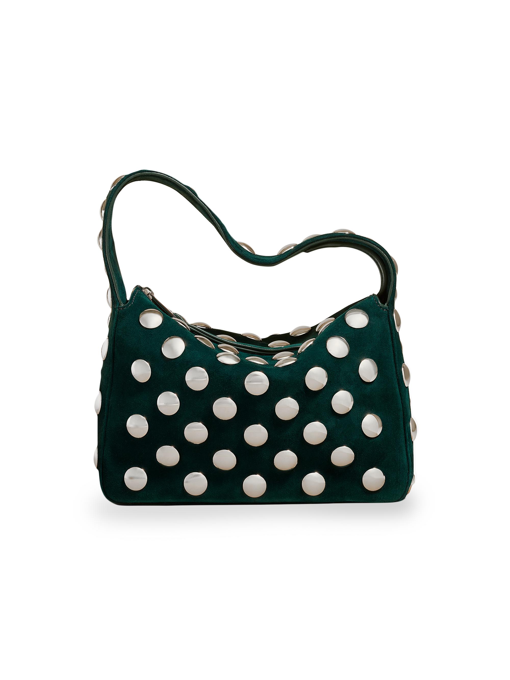 Khaite Women's Elena Studded Suede Top Handle Bag - English Green