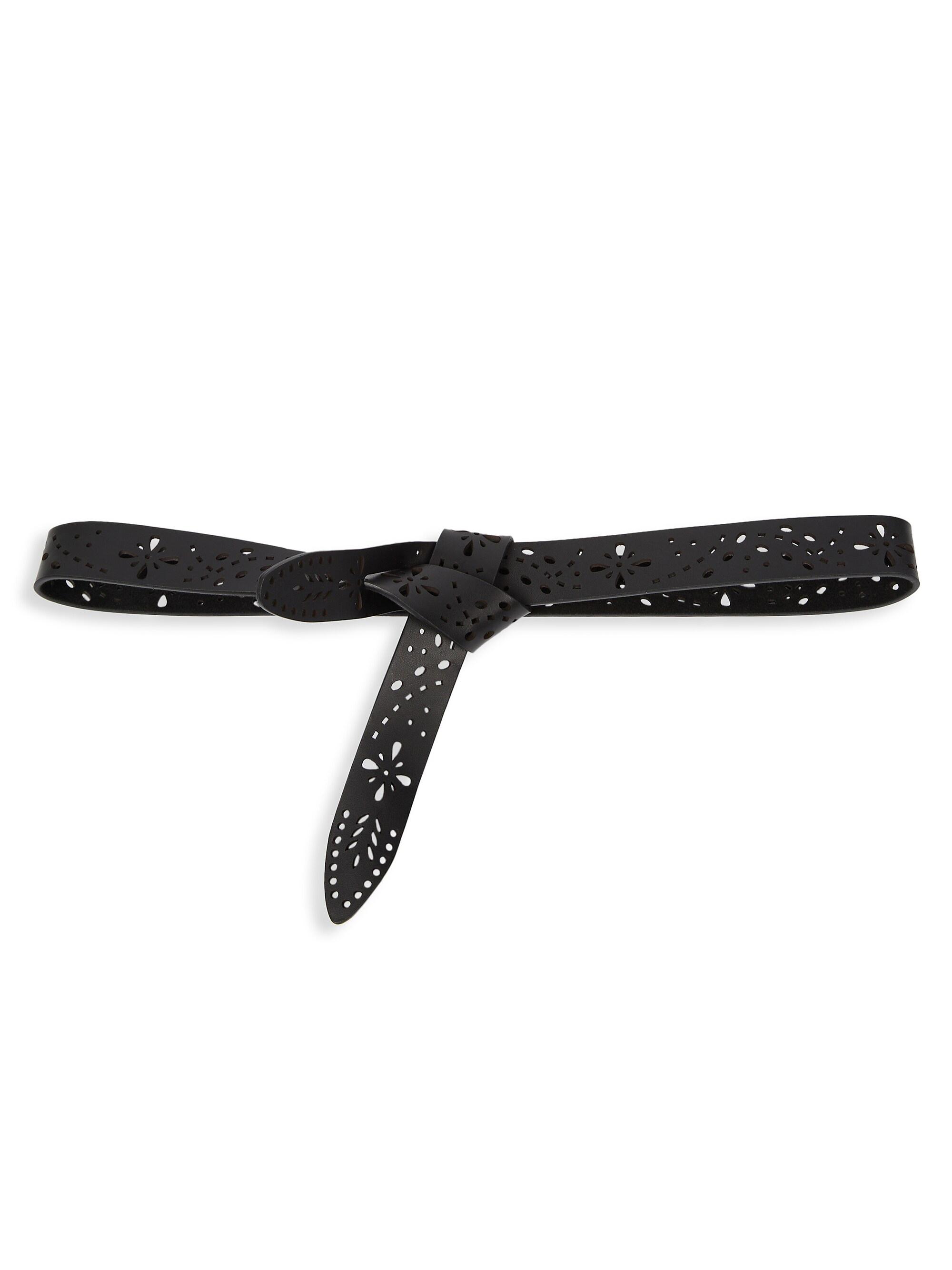 Isabel Marant Women's Lecce Perforated Suede Belt - Black