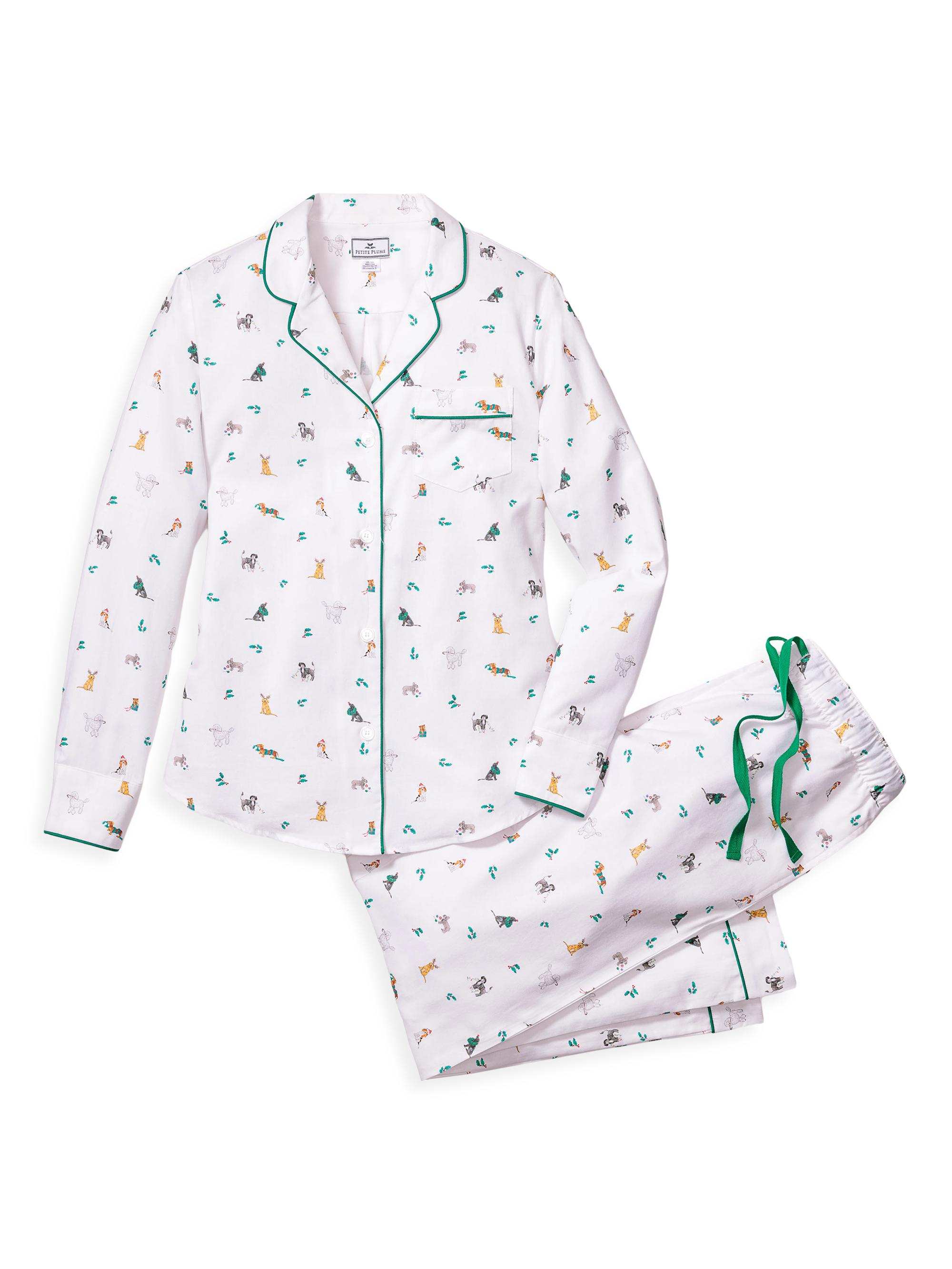 Petite Plume Jingle Paws Pajama Set - White