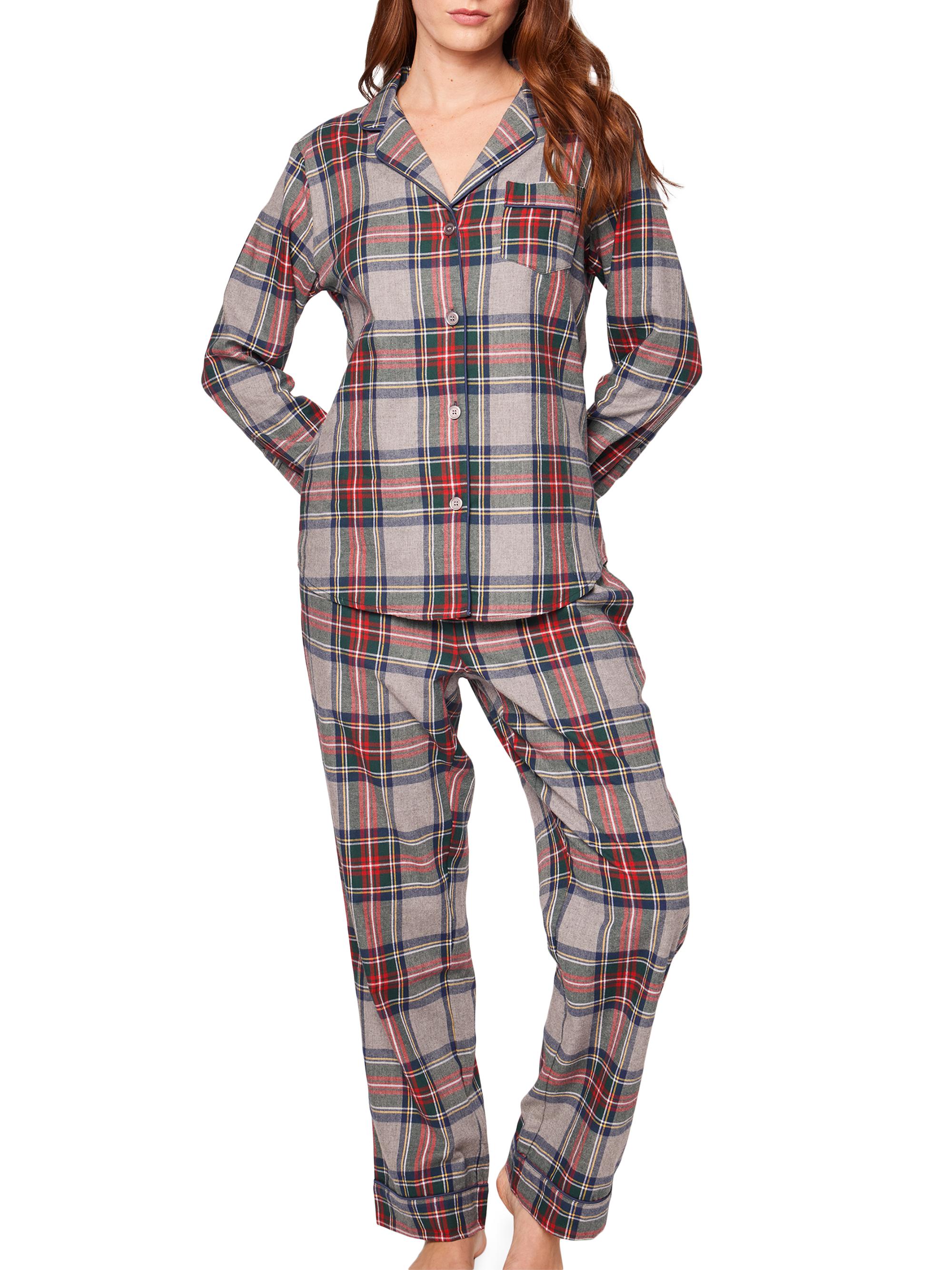 Petite Plume Westminster Tartan 2-Piece Pajama Set - Grey