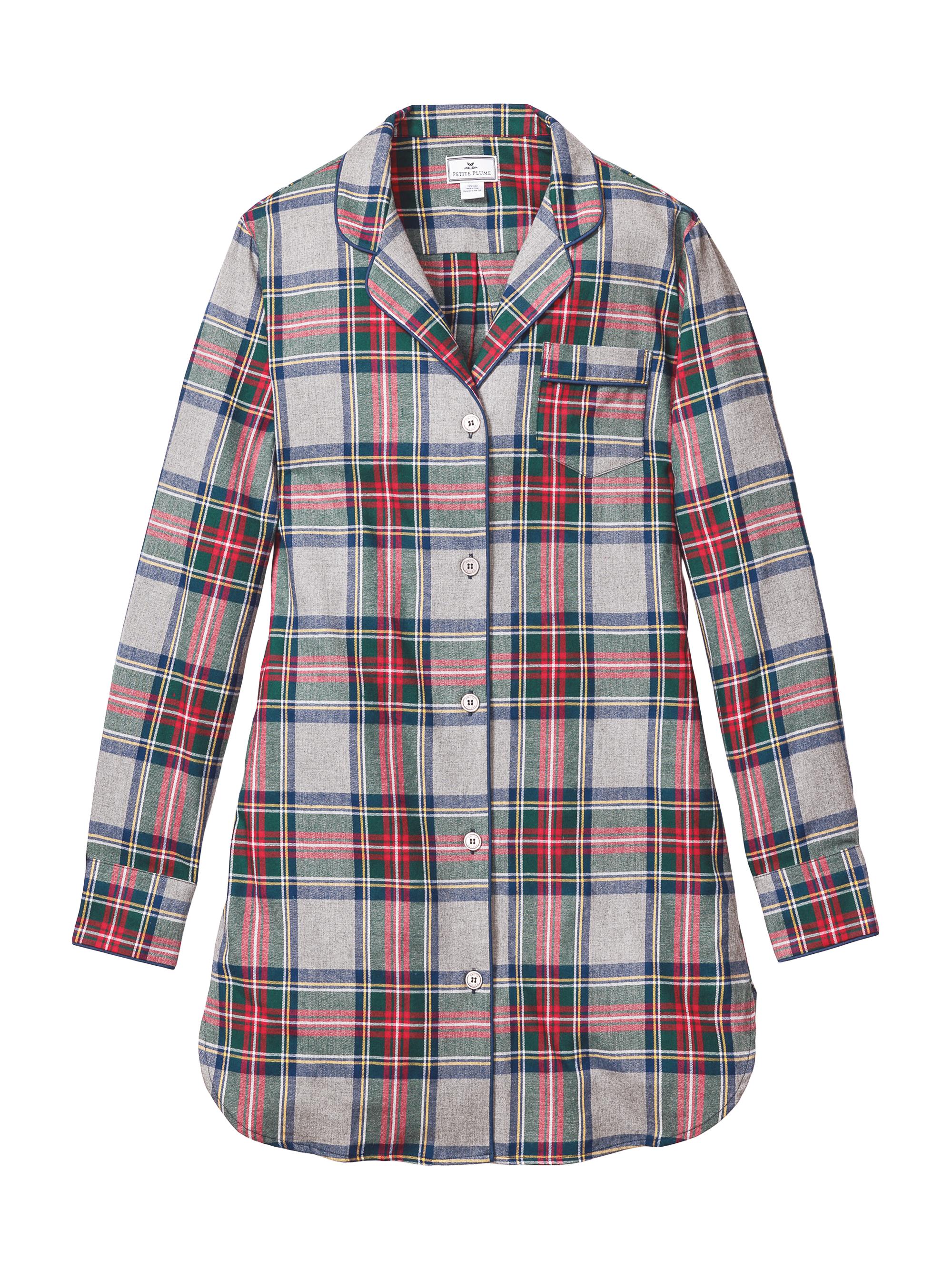 Petite Plume Westminster Tartan Cotton Nightshirt - Grey