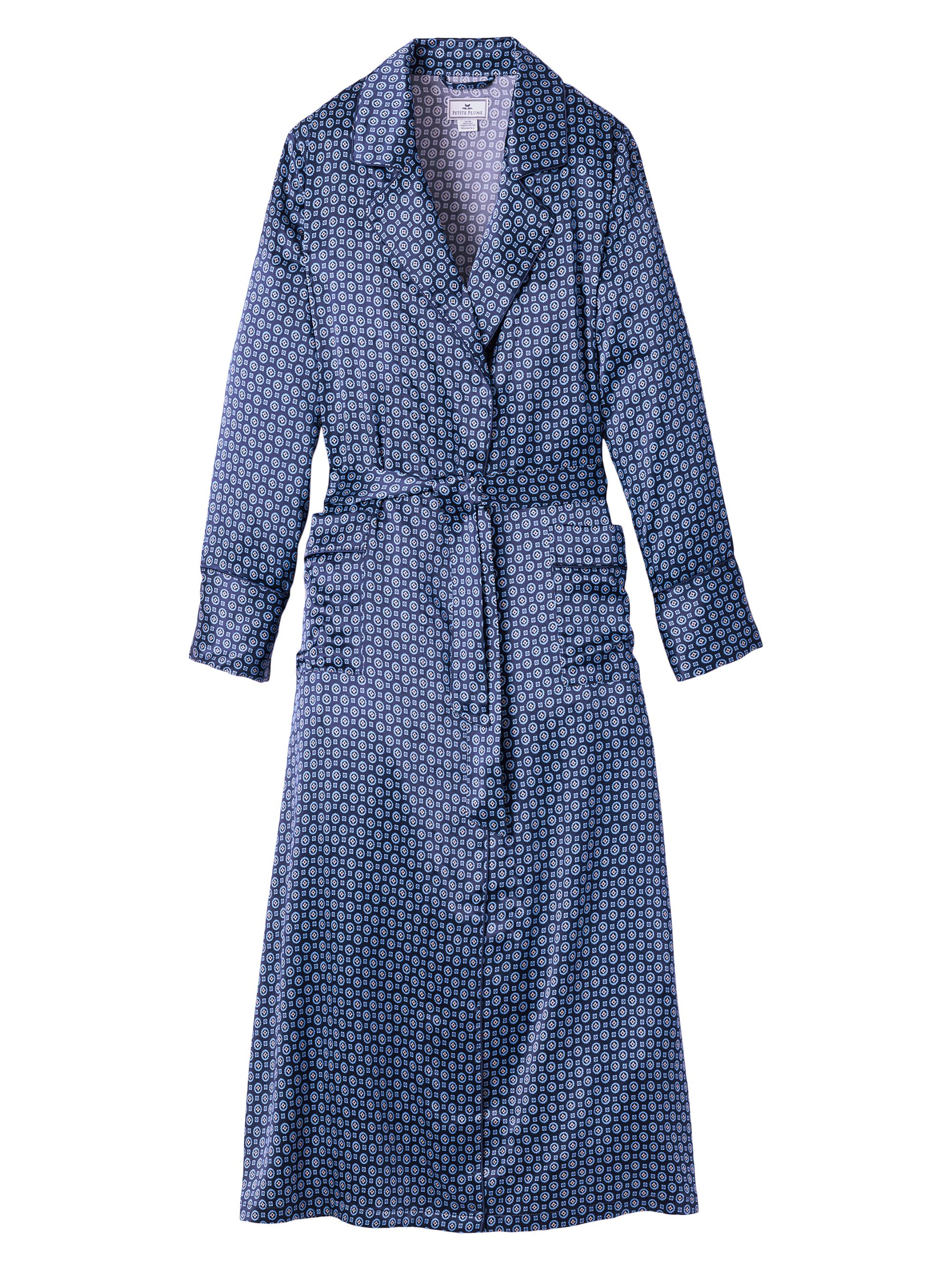Petite Plume Mulberry Silk Foulard Robe - Navy