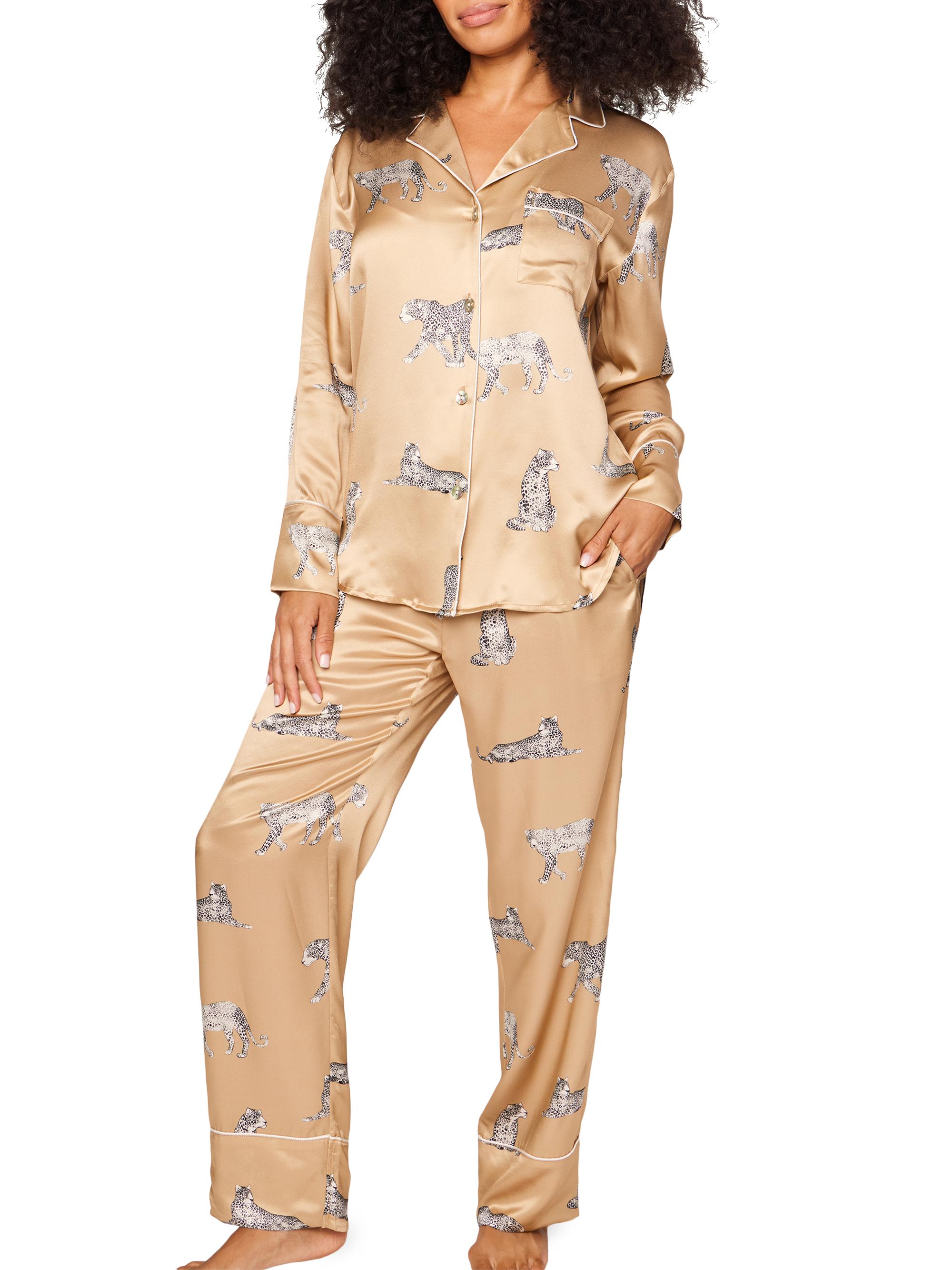 Petite Plume Mulberry Silk Panthère Pajama Set Saks Fifth Avenue