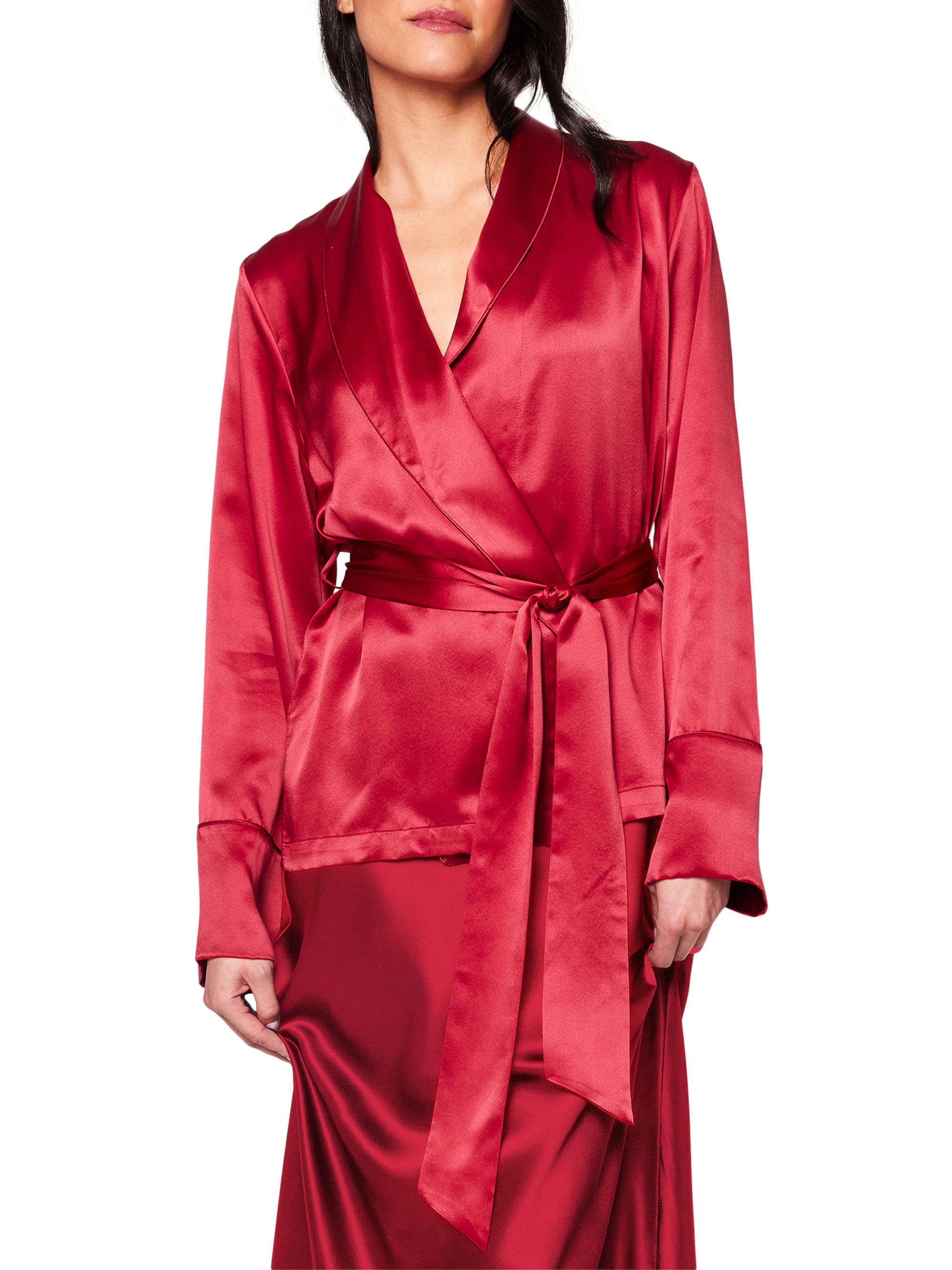 Petite Plume Mulberry Silk Short Robe - Bordeaux