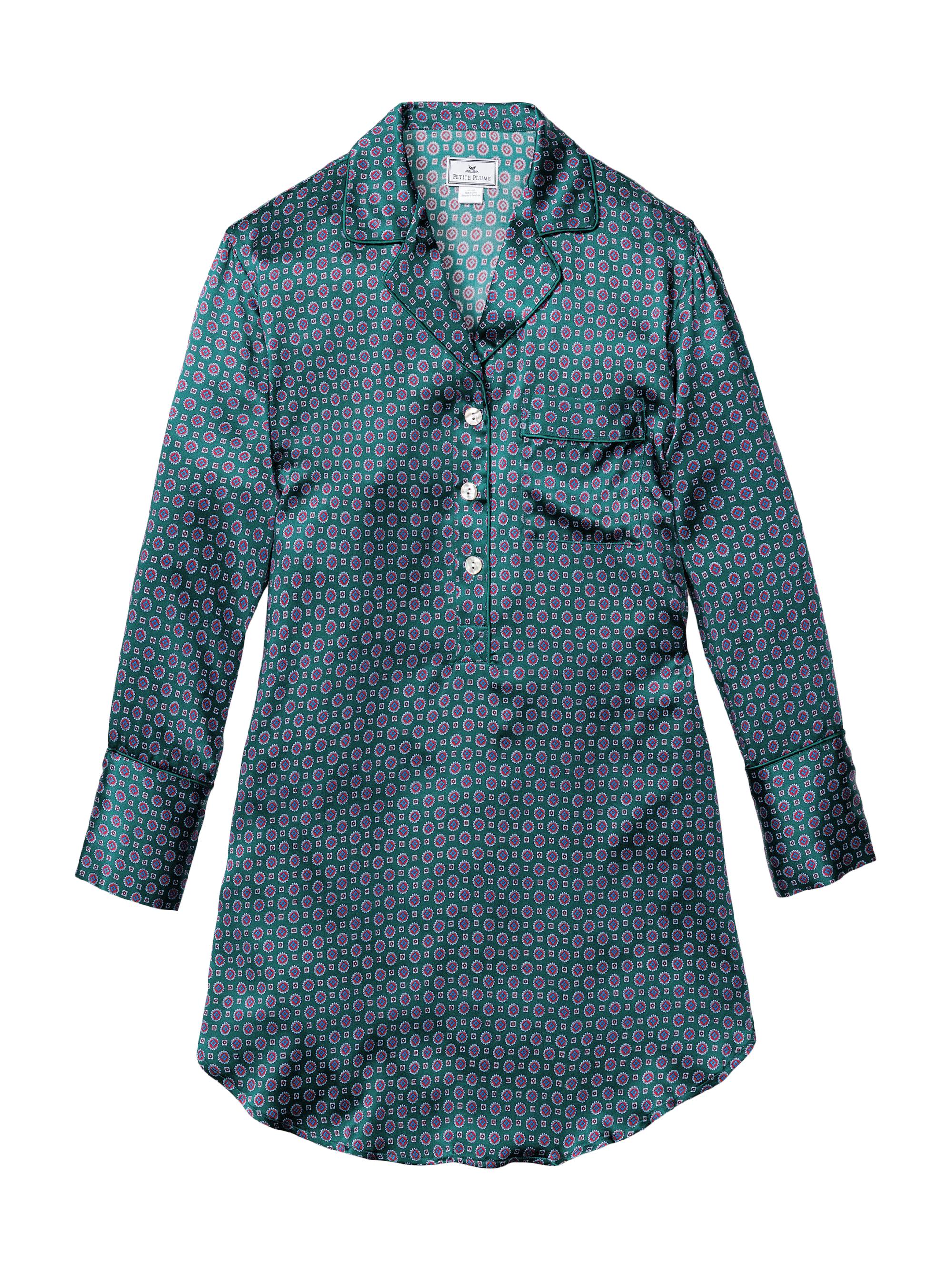Petite Plume Mulberry Silk Foulard Nightshirt - Green