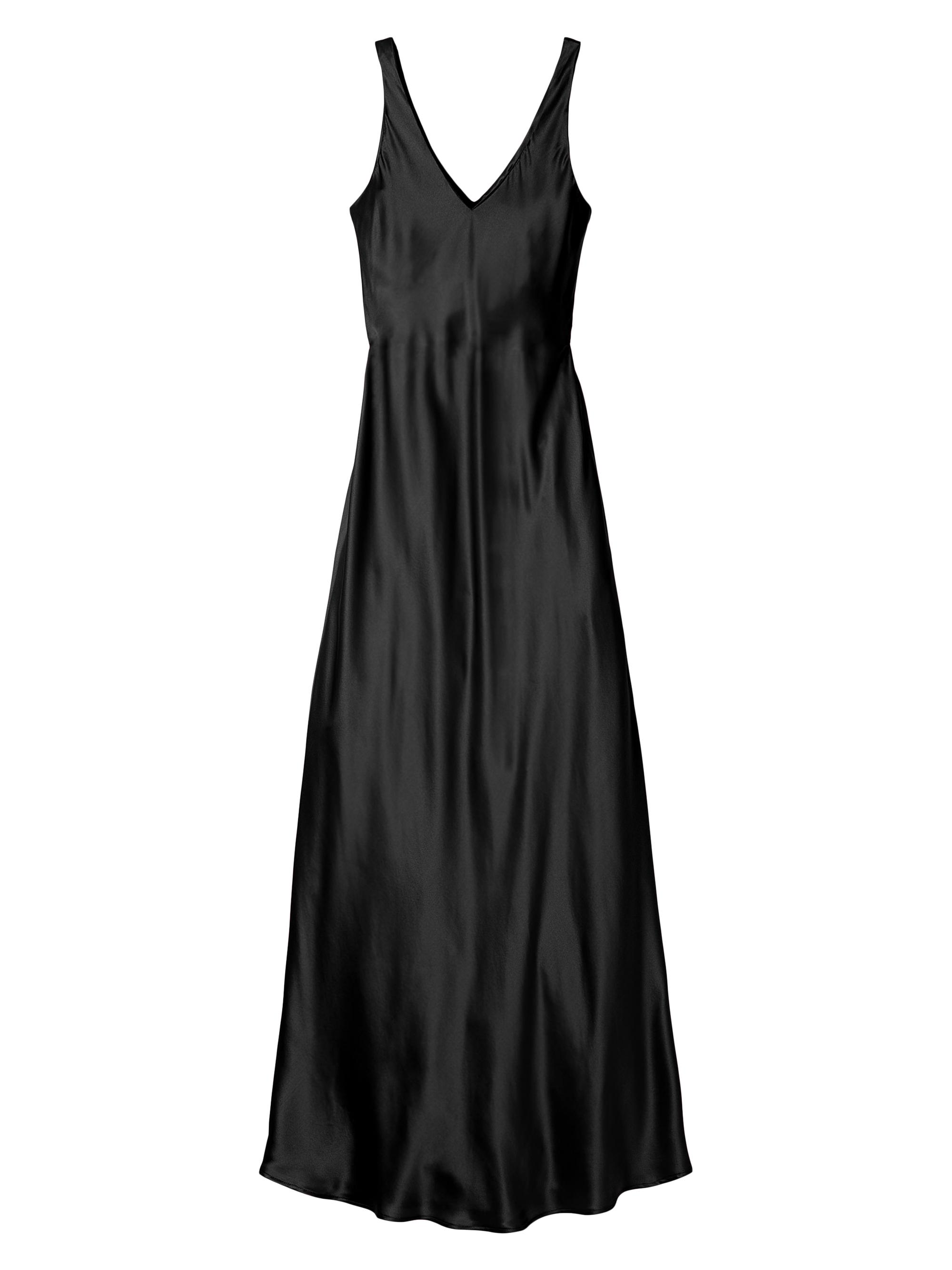 Petite Plume Mulberry Silk Slip Nightdress - Black