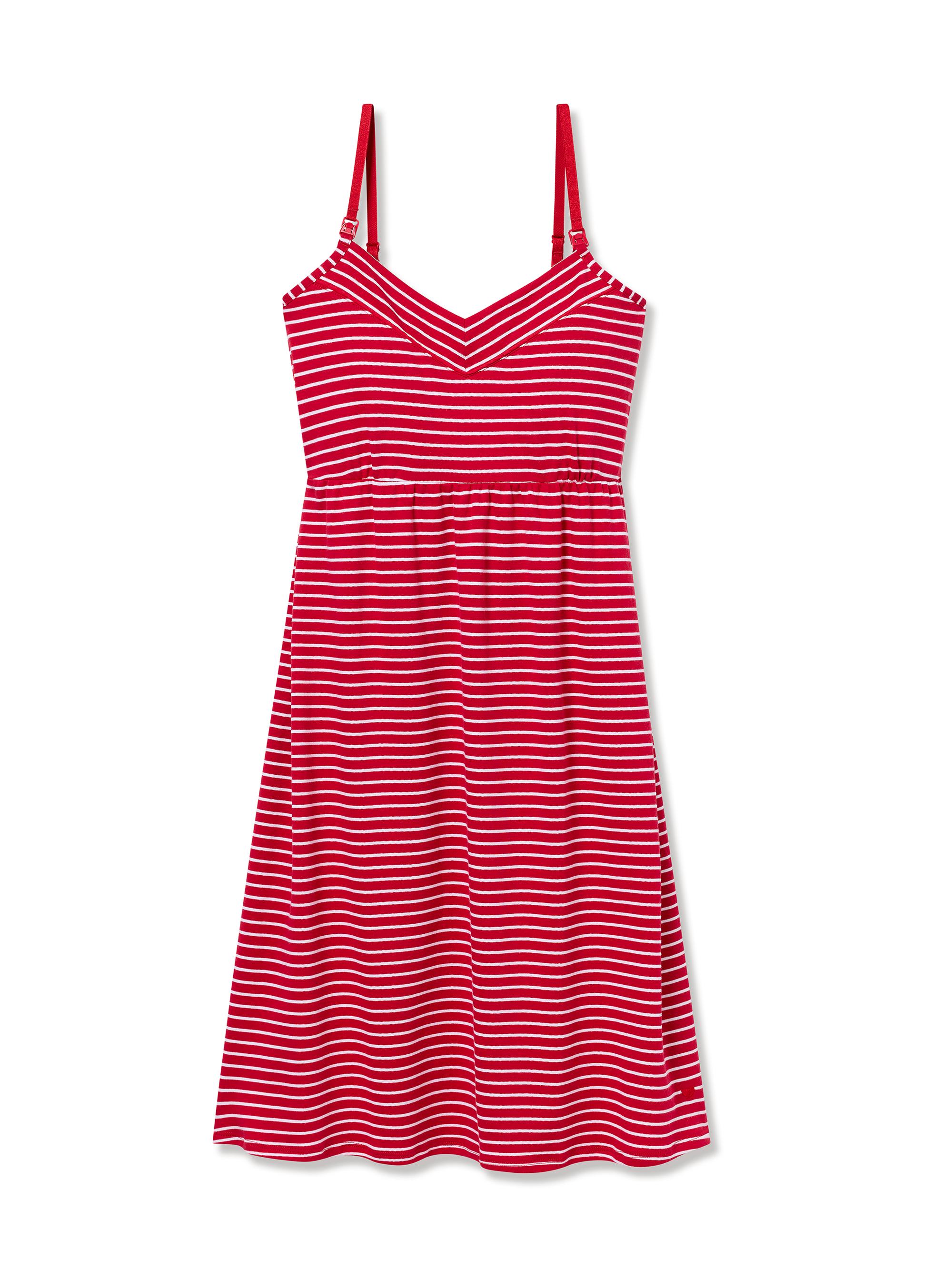 Petite Plume Striped Maternity Nightgown - Red