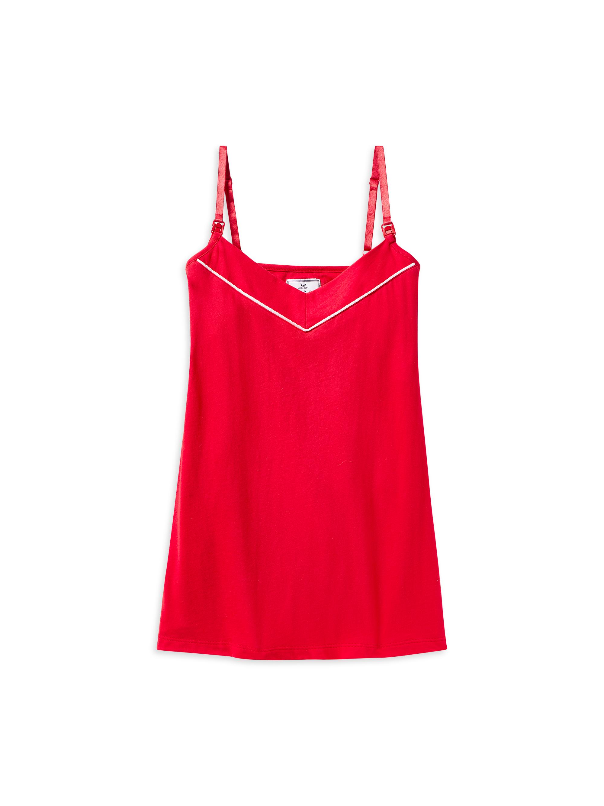 Petite Plume Contrast-Trimmed Cotton Maternity Tank Top - Red