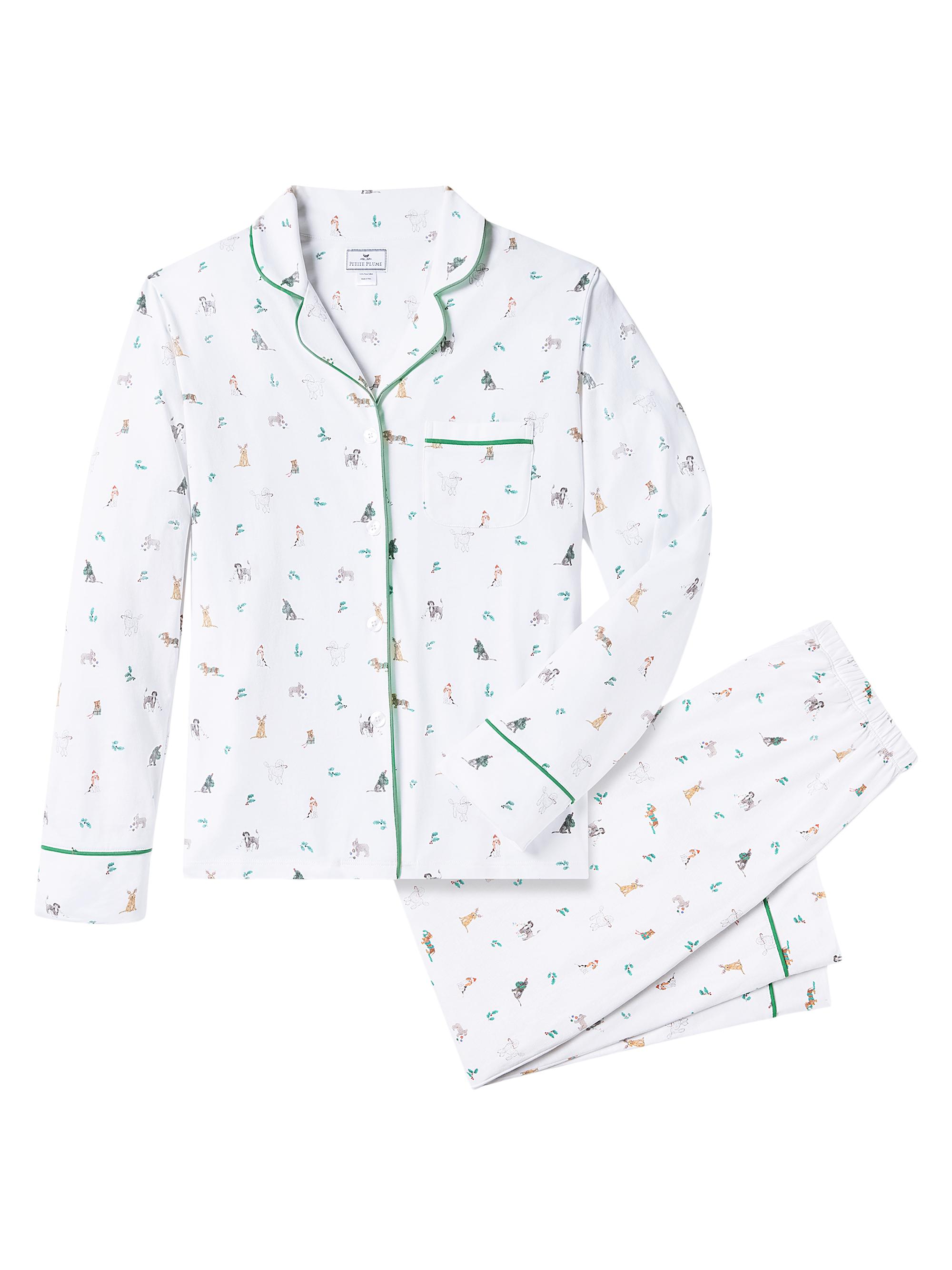 Petite Plume Jingle Paws Cotton Pajamas - White