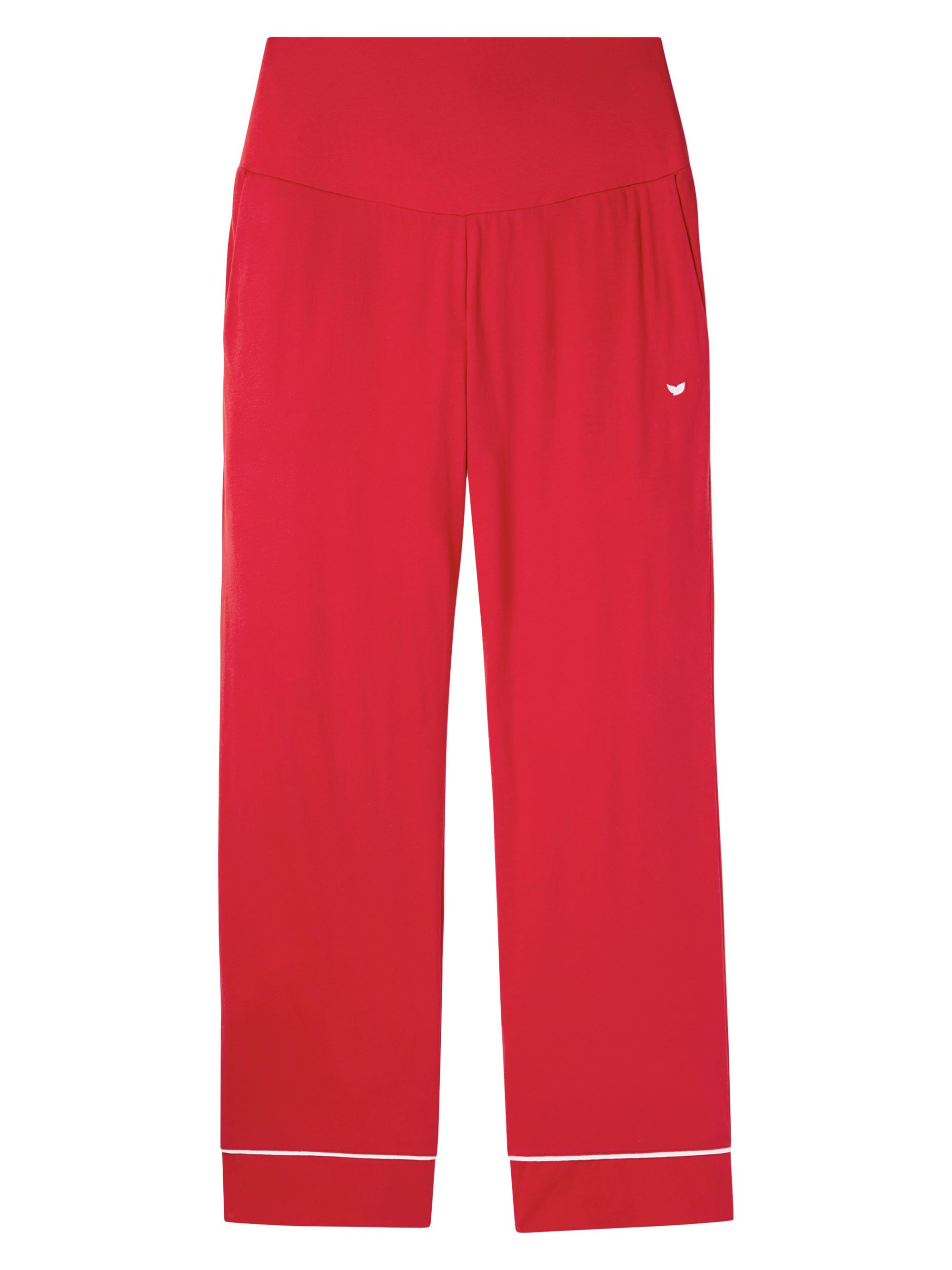Petite Plume Women's Contrast-Trimmed Cotton Maternity Pants - Red