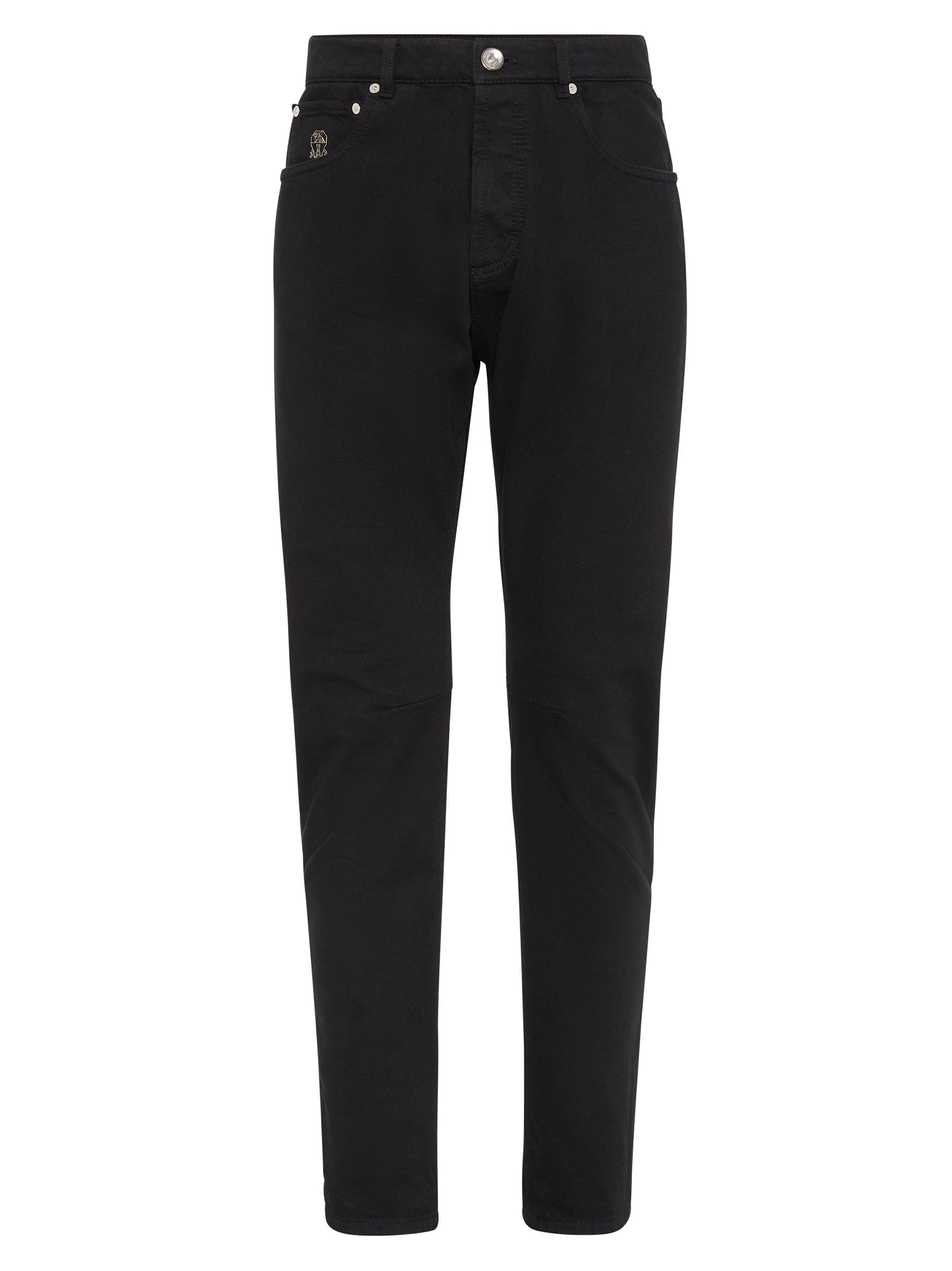 Brunello Cucinelli Men's Garment Dyed Leisure Fit Five Pocket Jeans - Black