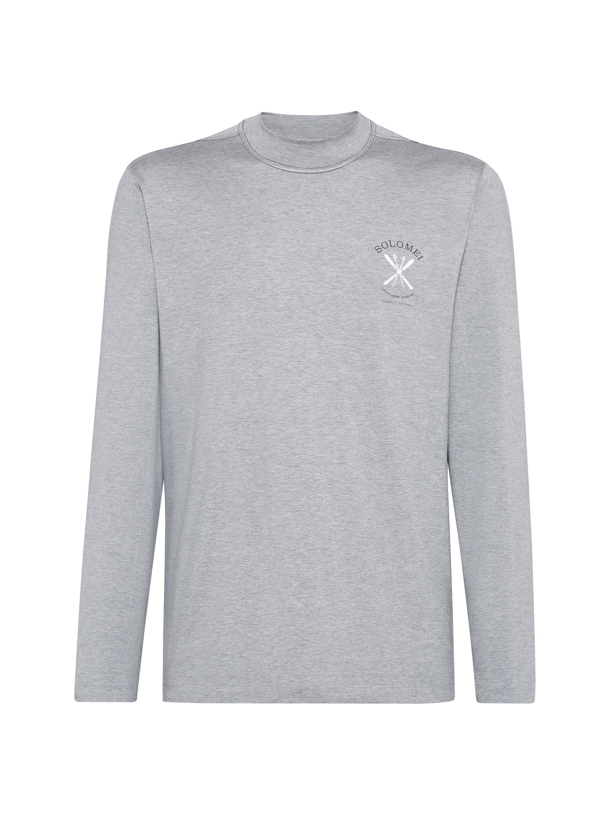 Brunello Cucinelli Men's Comfort Silk Jersey T-Shirt with Embroidery - Grey